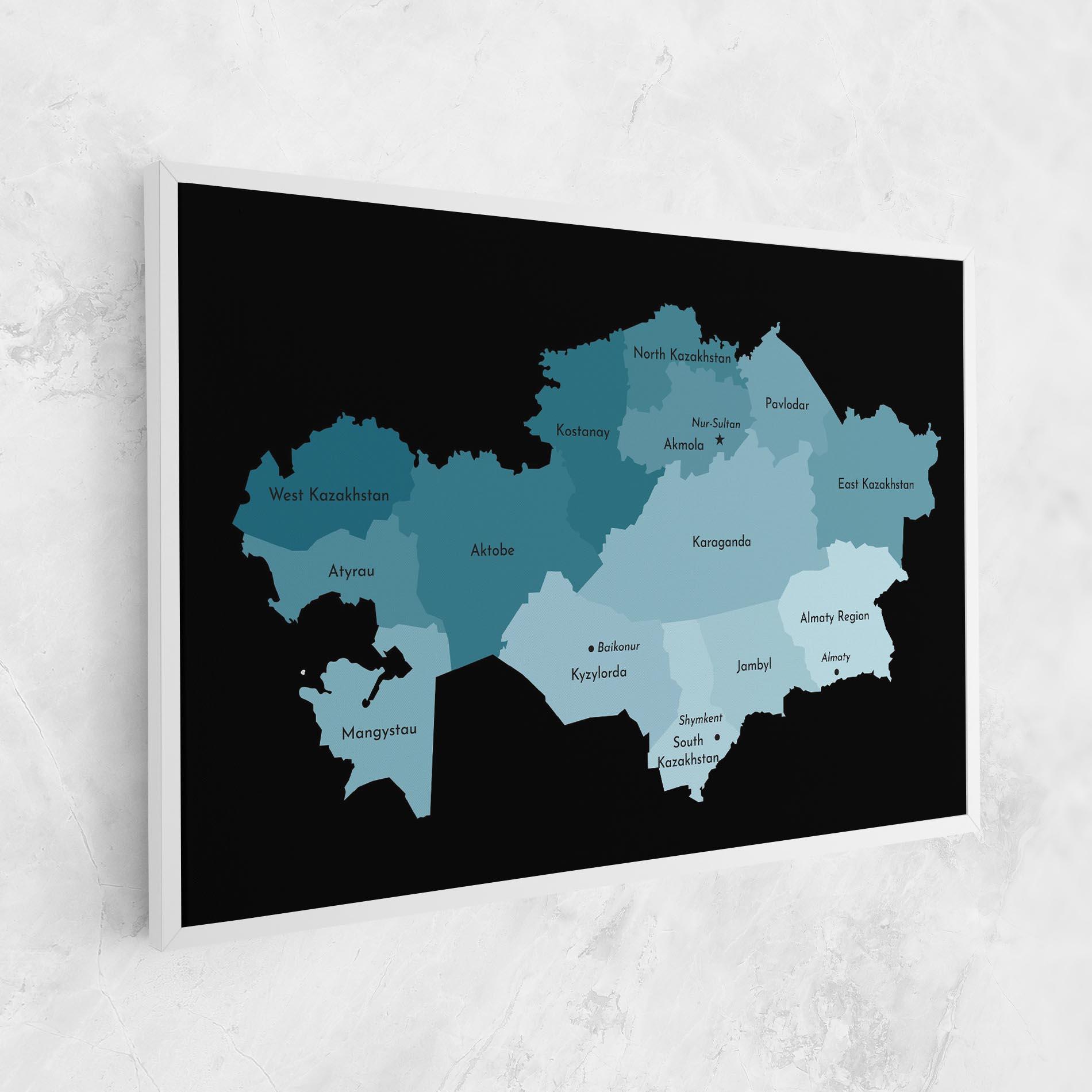 Tablou Canvas Kazahstan Blue Map mockup 1