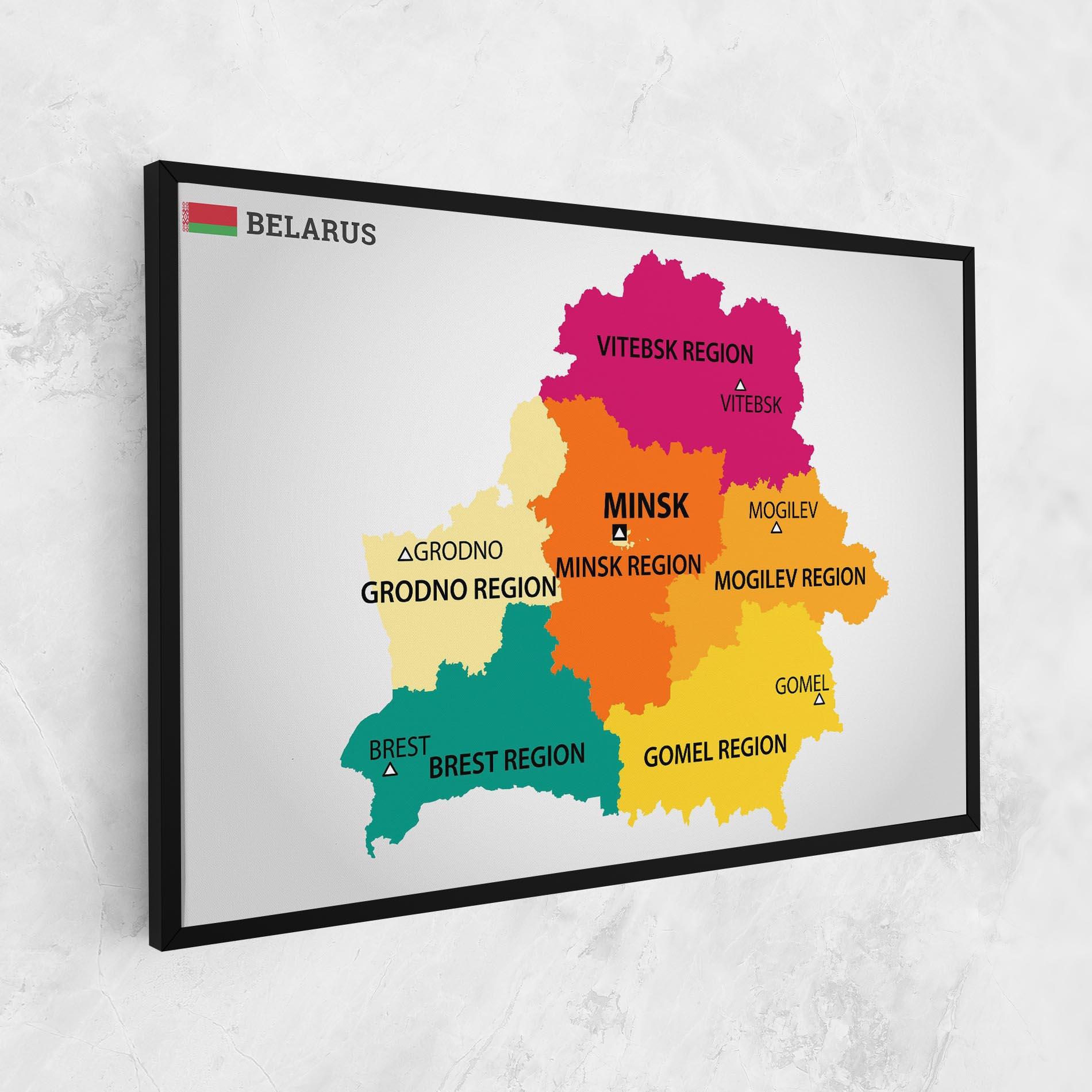 Tablou Canvas Belarus Color Map mockup 1