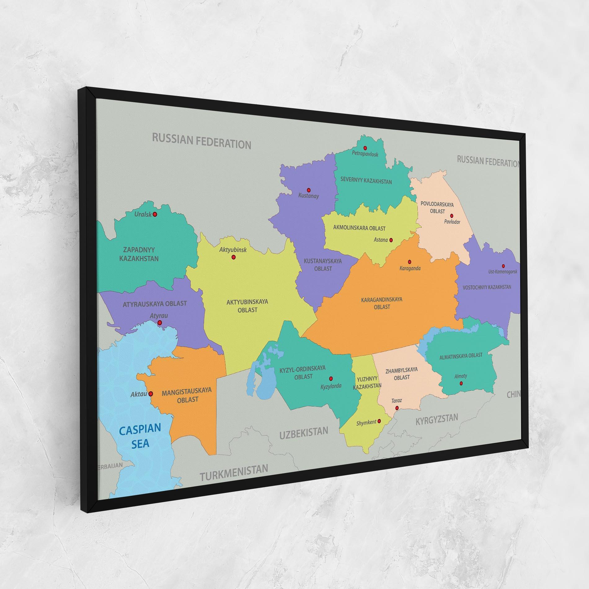 Tablou Canvas Kazakhstan Color Map mockup 1