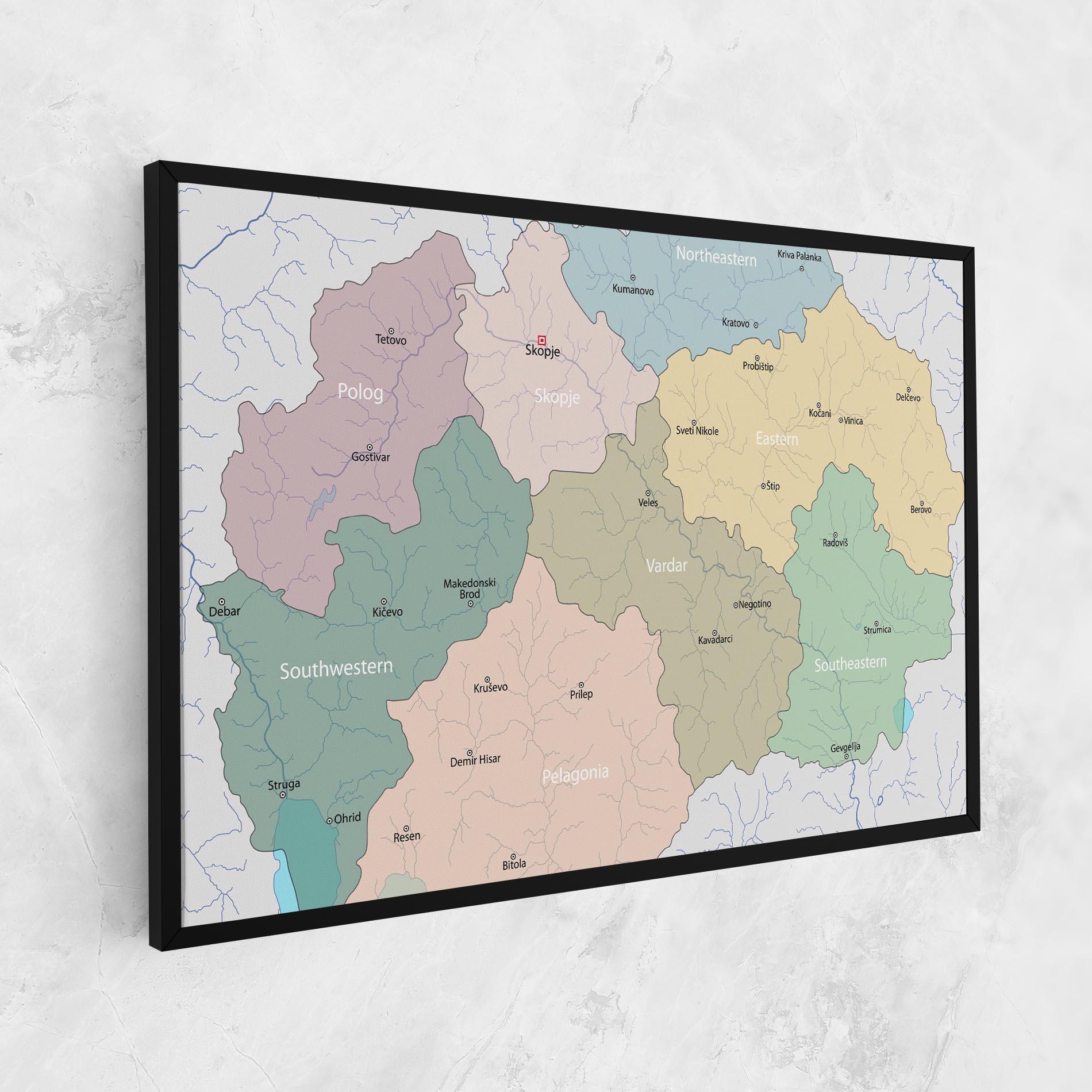 Tablou Canvas North Macedonia Map mockup 1