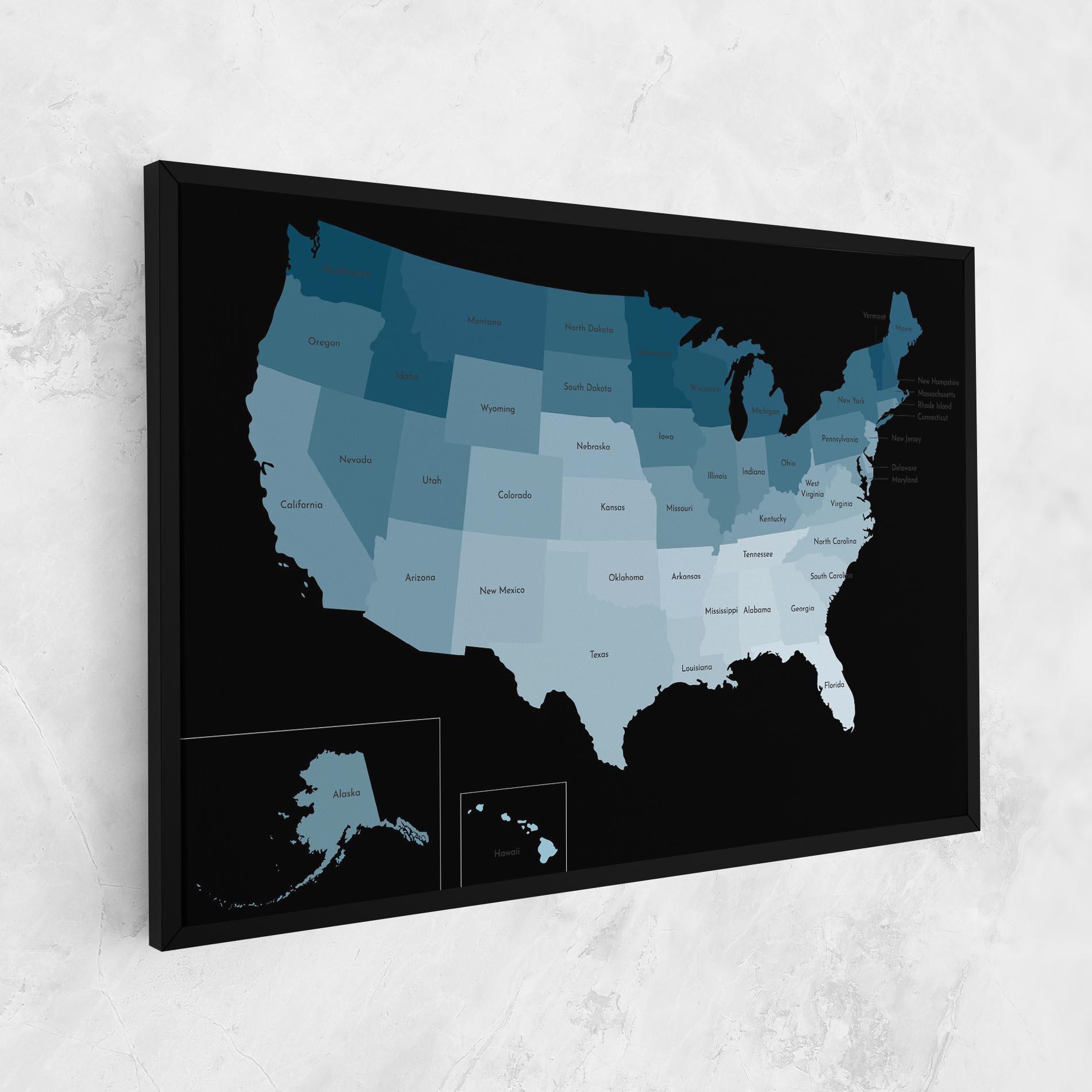 Tablou Canvas Sua Blue Map mockup 1