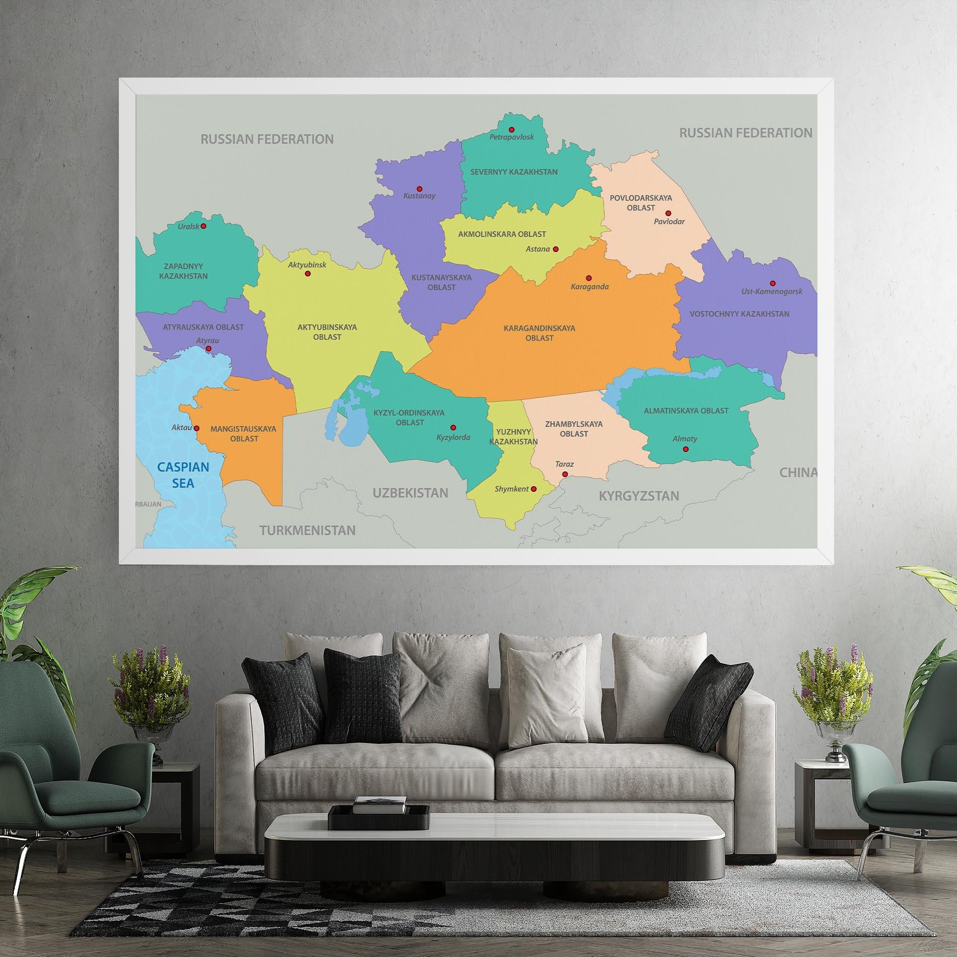 Tablou Canvas Kazakhstan Color Map mockup 7