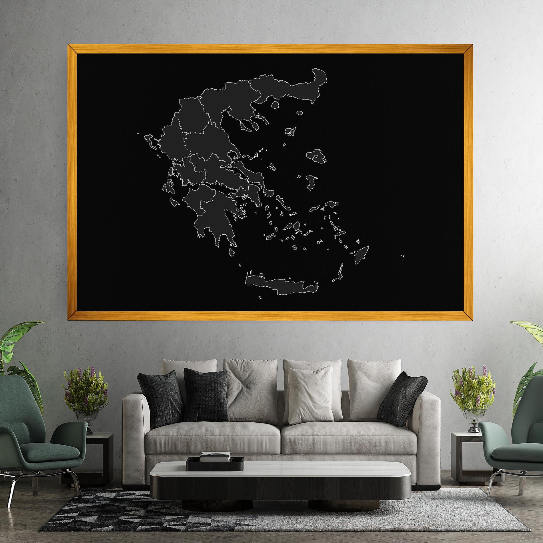 Tablou Canvas Greece Grey Map mockup 7
