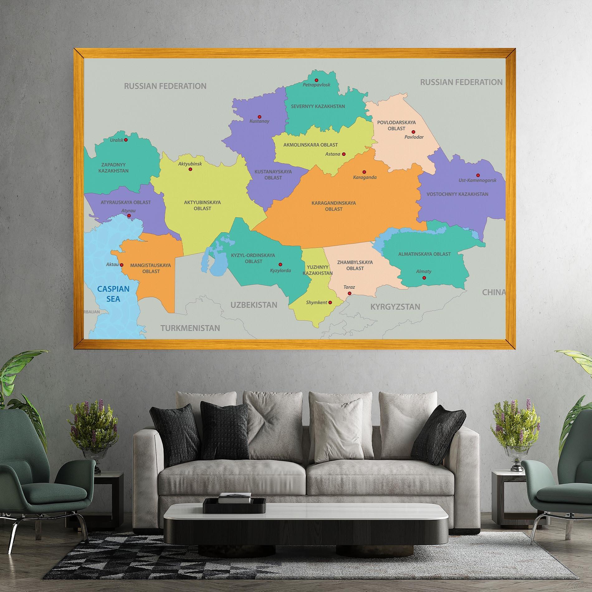 Tablou Canvas Kazakhstan Color Map mockup 7