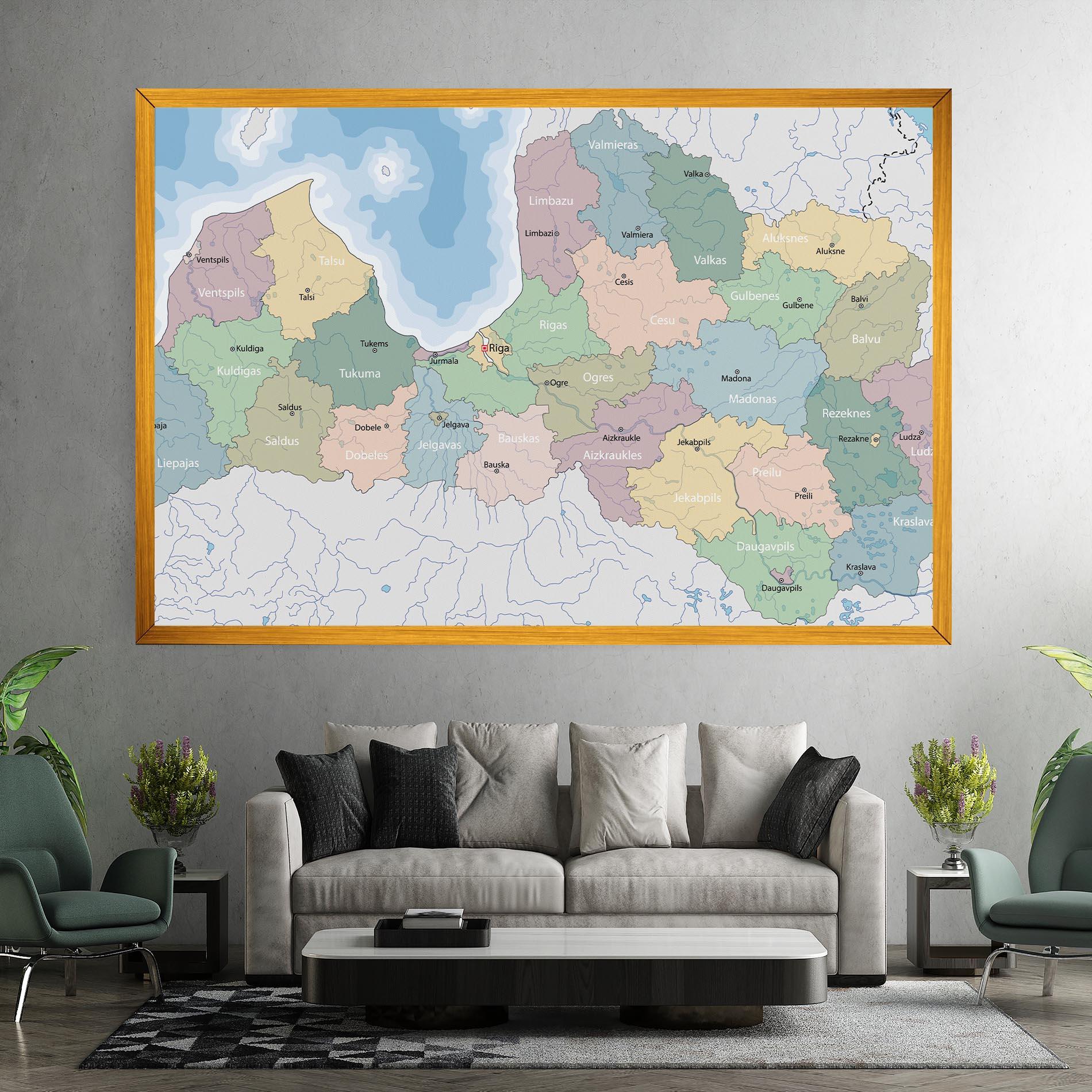 Tablou Canvas Latvia Color Map mockup 7