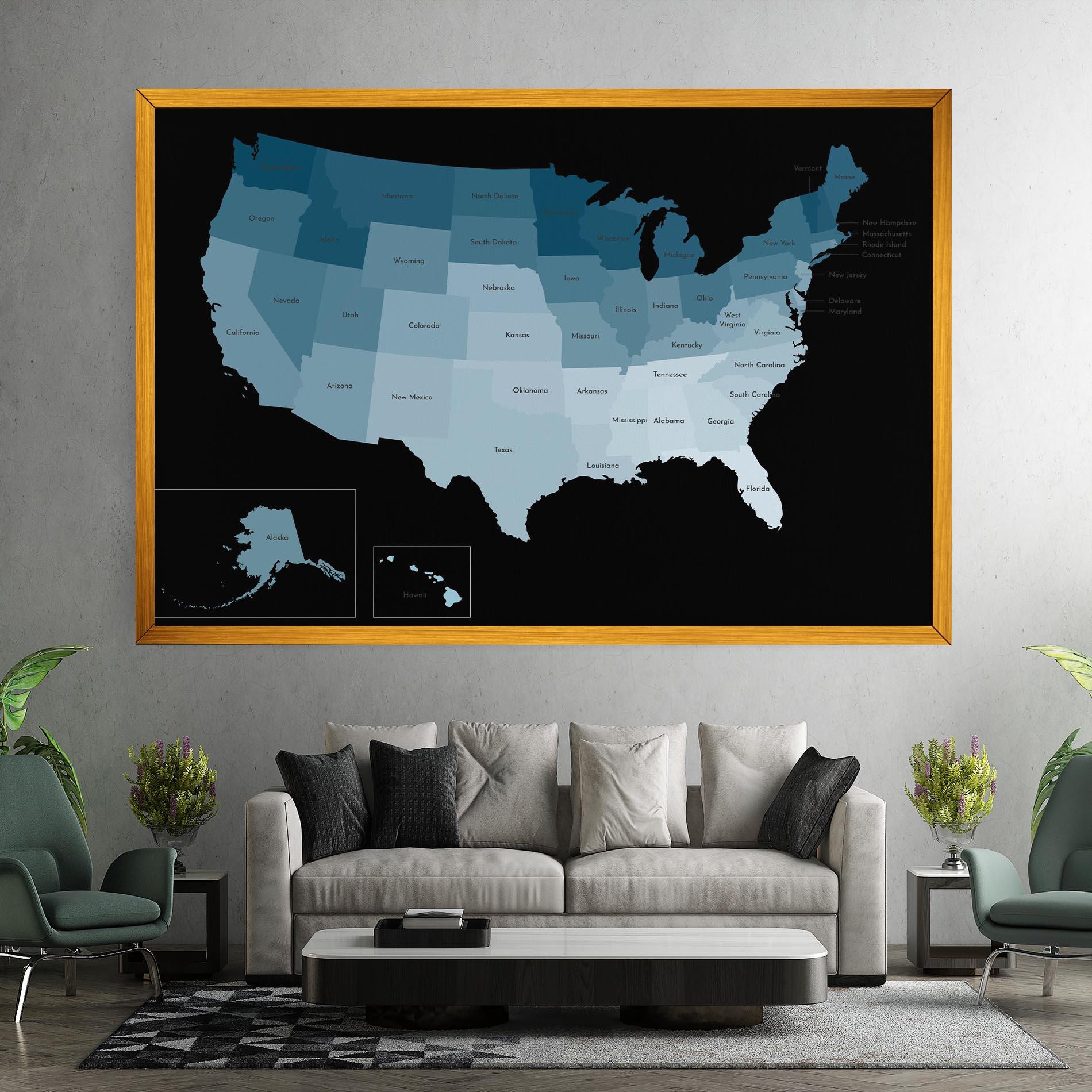 Tablou Canvas Sua Blue Map mockup 7