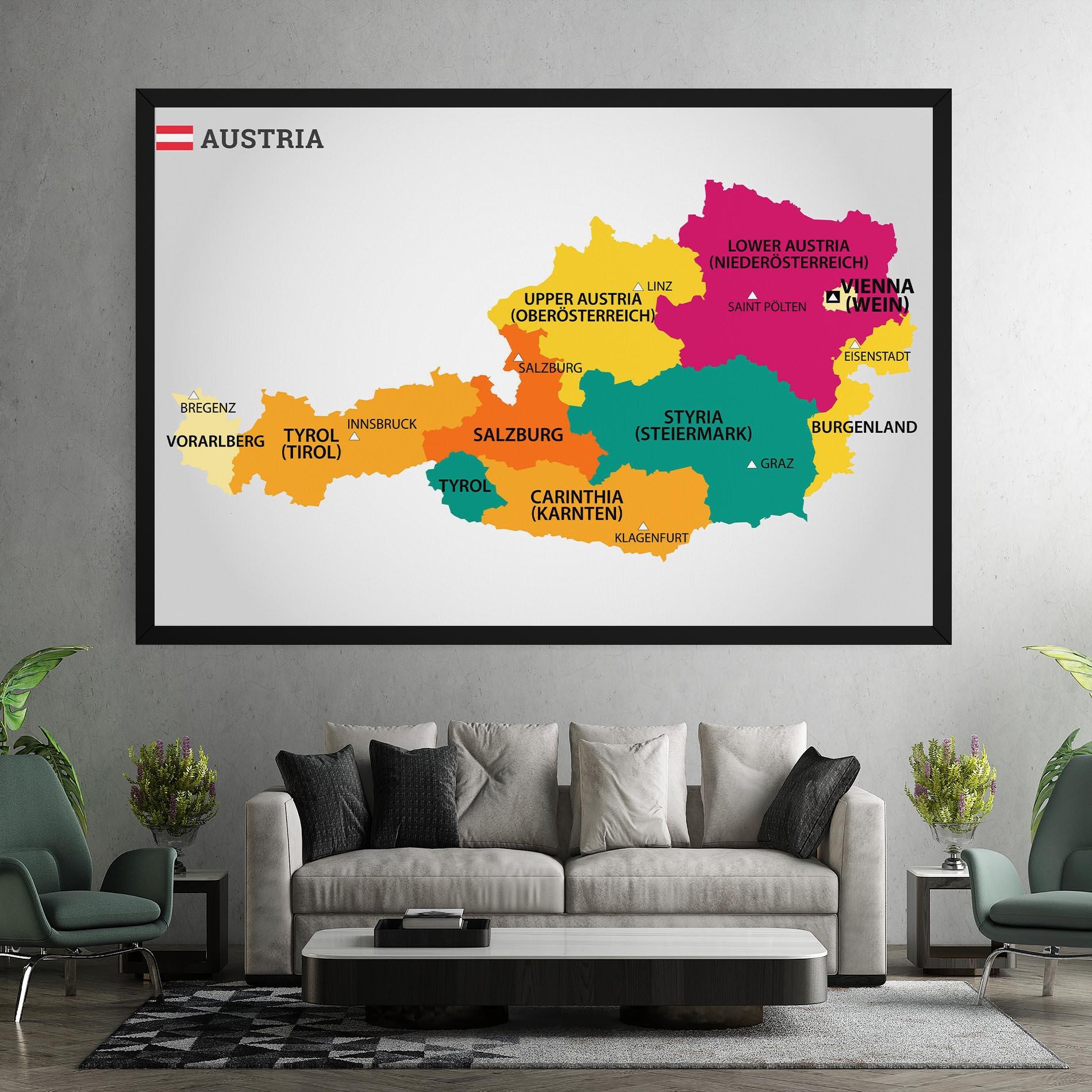 Tablou Canvas Austria Color Map mockup 7