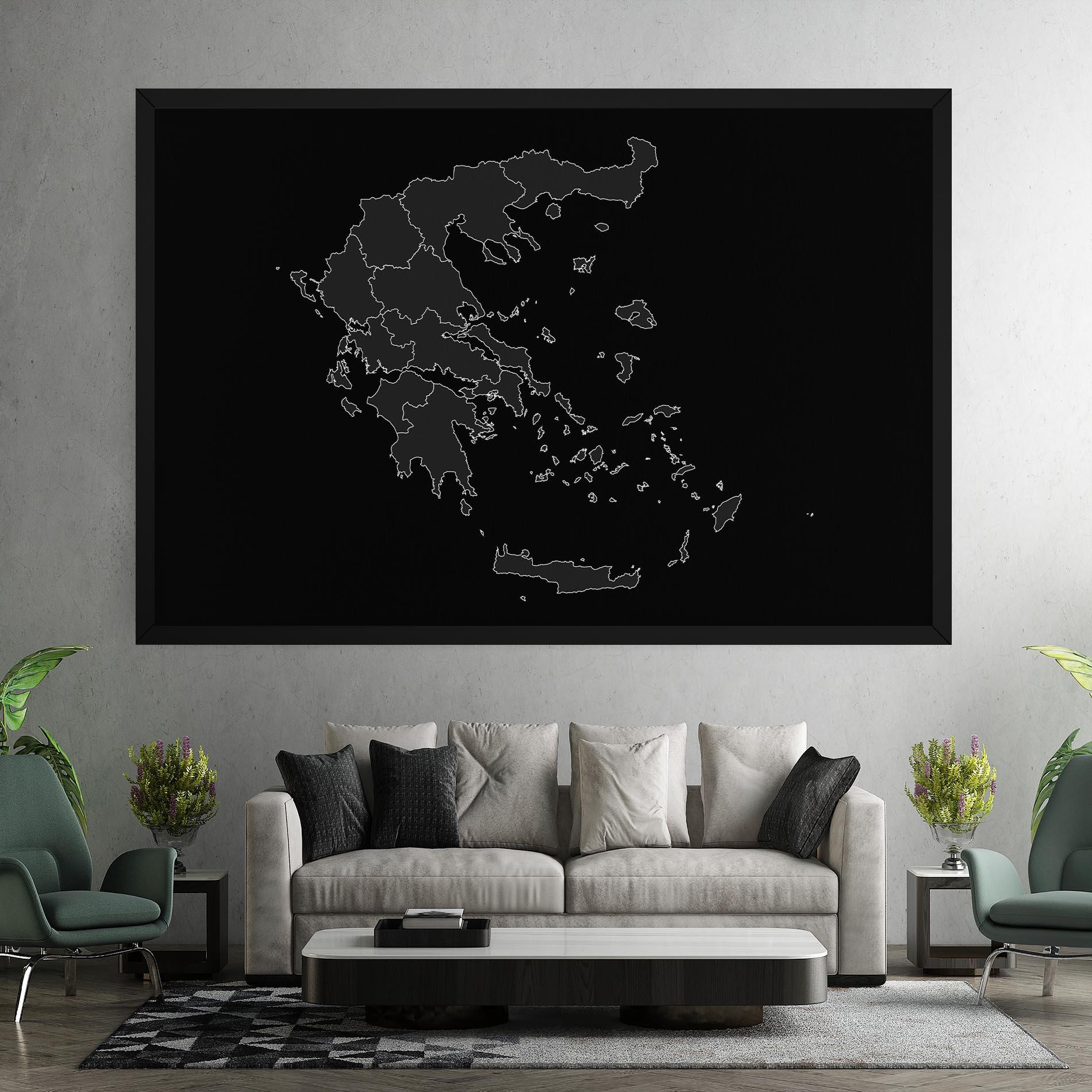 Tablou Canvas Greece Grey Map mockup 7