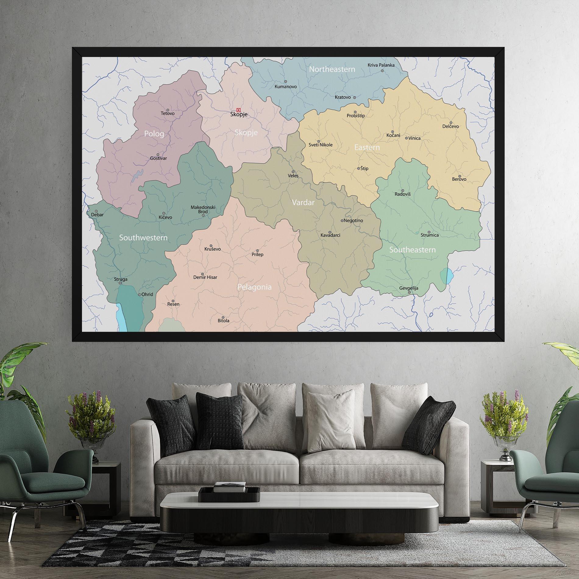 Tablou Canvas North Macedonia Map mockup 7