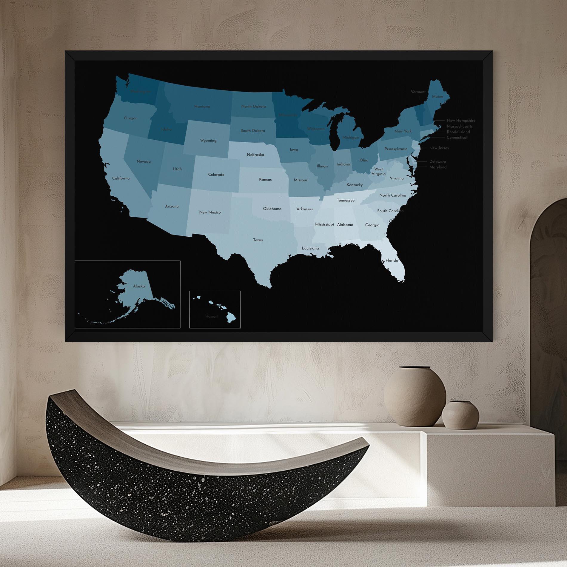 Tablou Canvas Sua Blue Map mockup 8