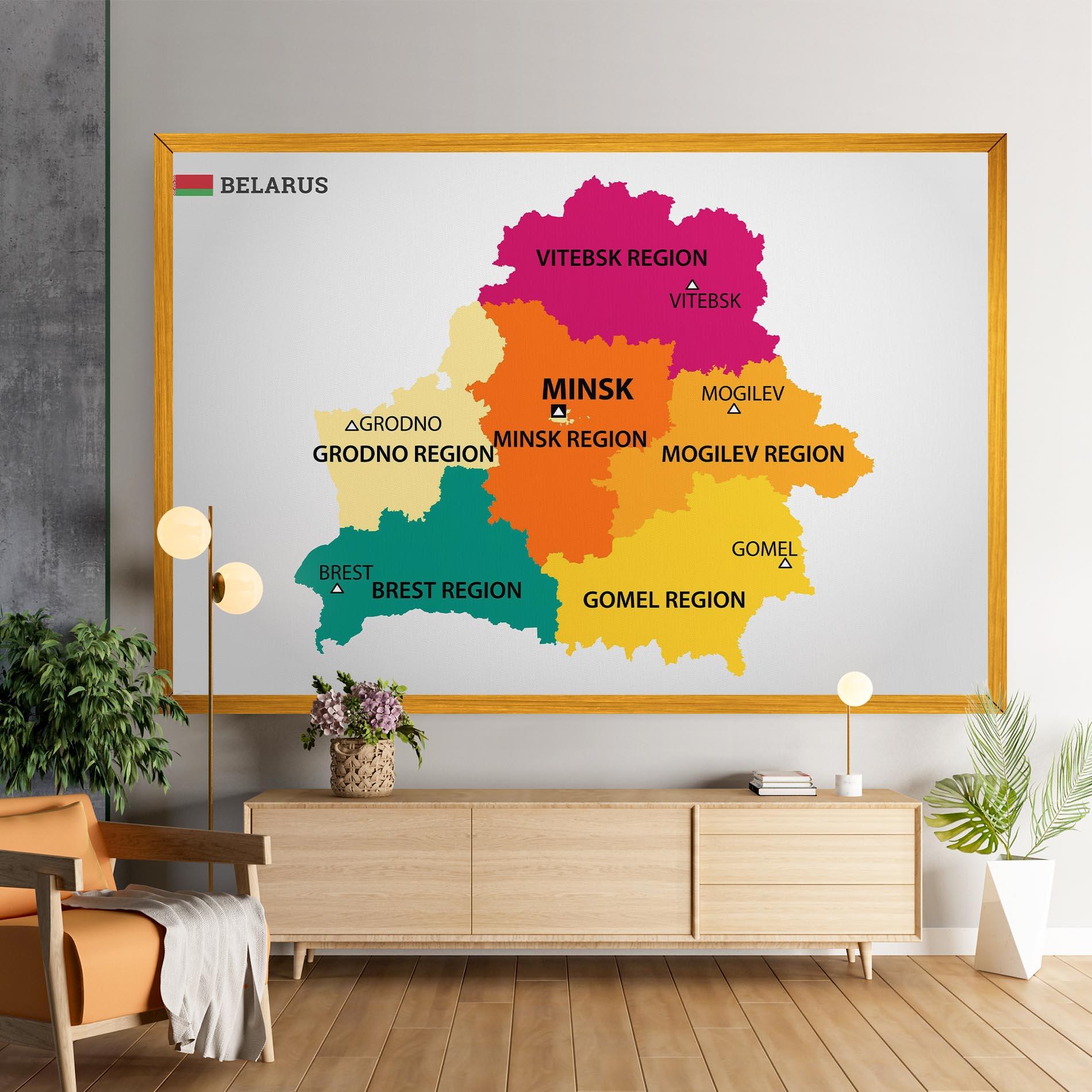 Tablou Canvas Belarus Color Map mockup 9