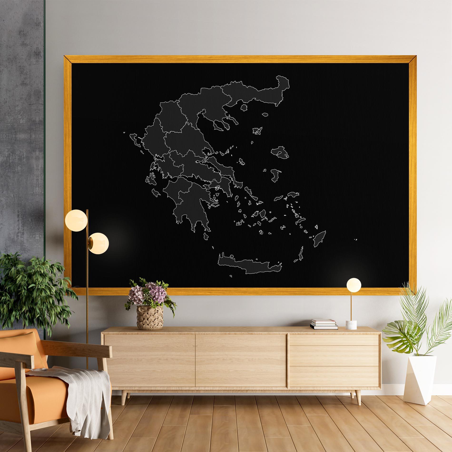 Tablou Canvas Greece Grey Map mockup 9
