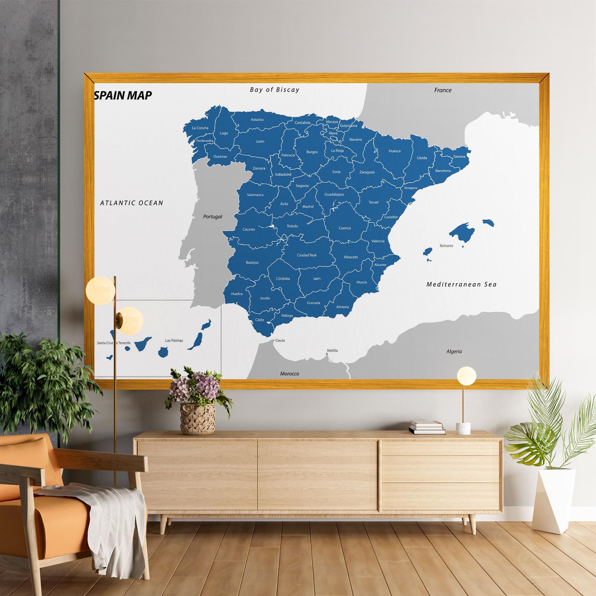 Spain Blue Map mockup 9