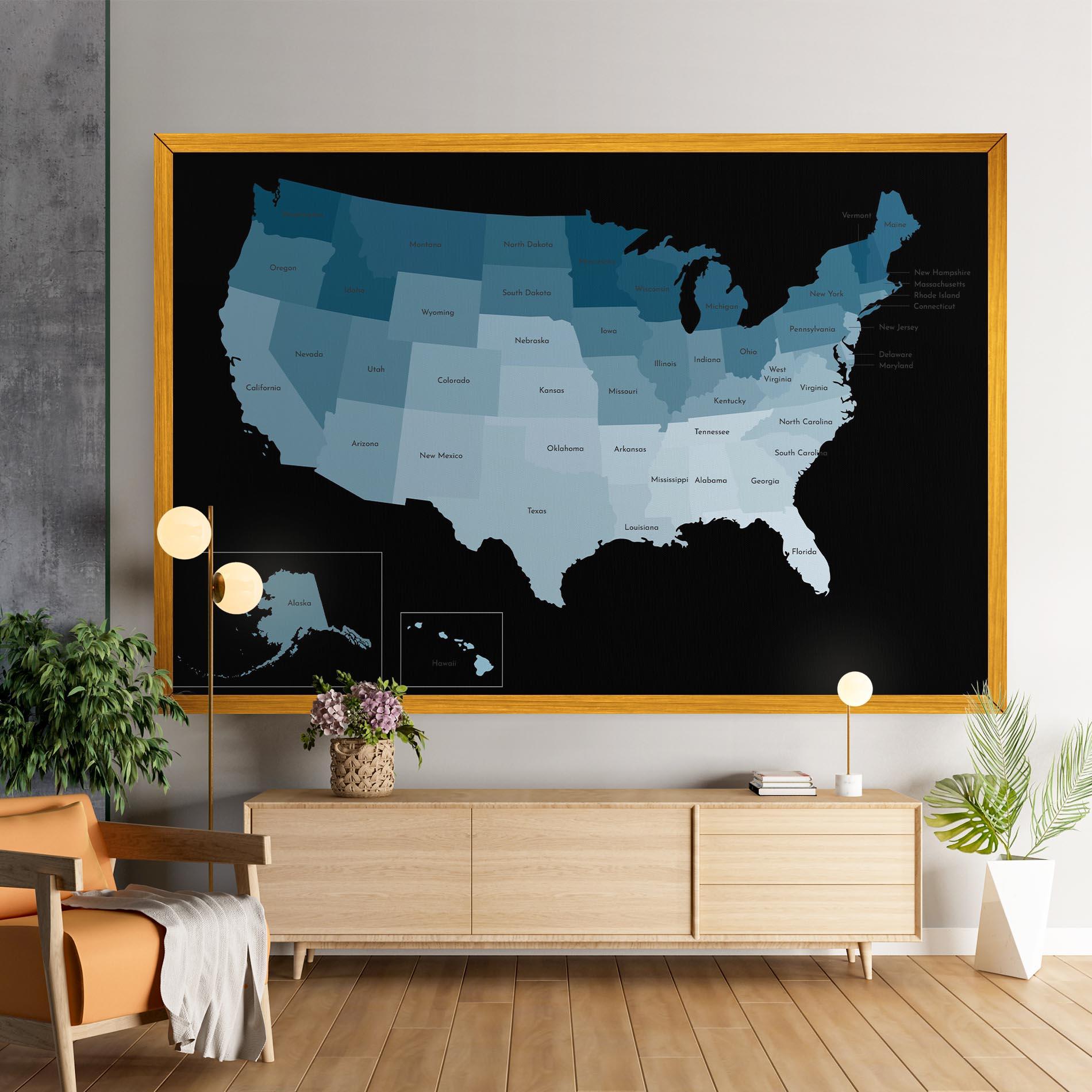 Tablou Canvas Sua Blue Map mockup 9