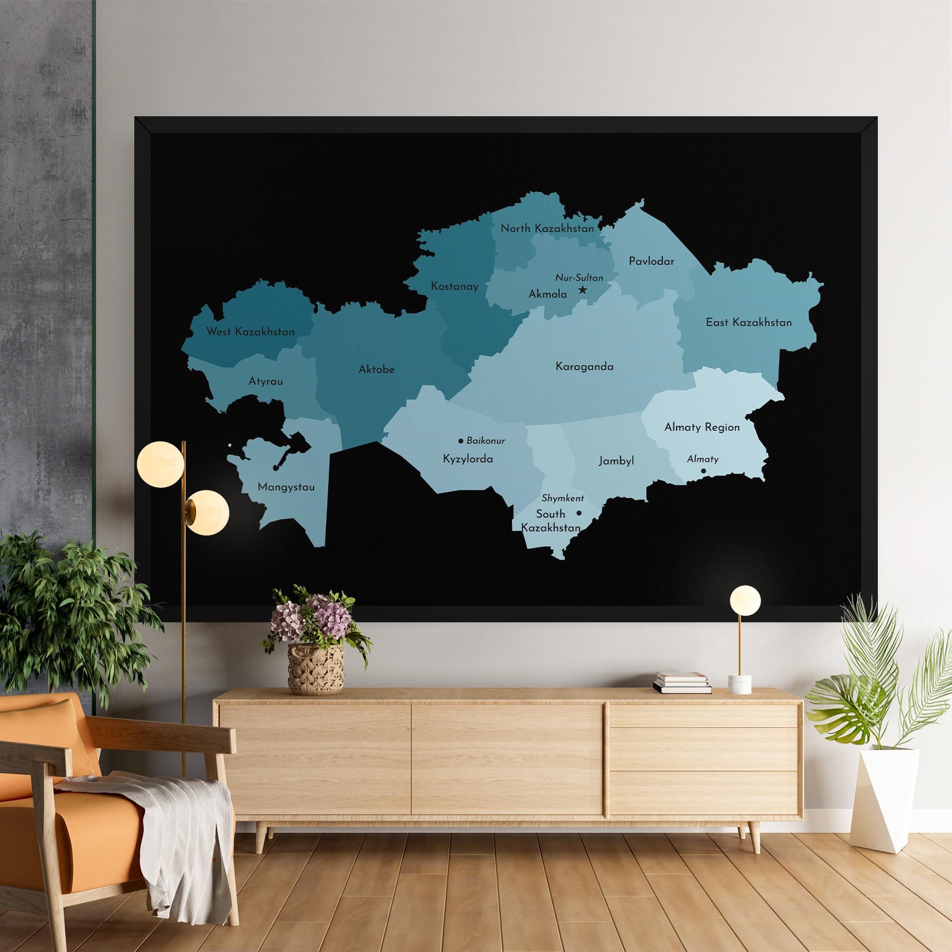 Kazahstan Blue Map mockup 9