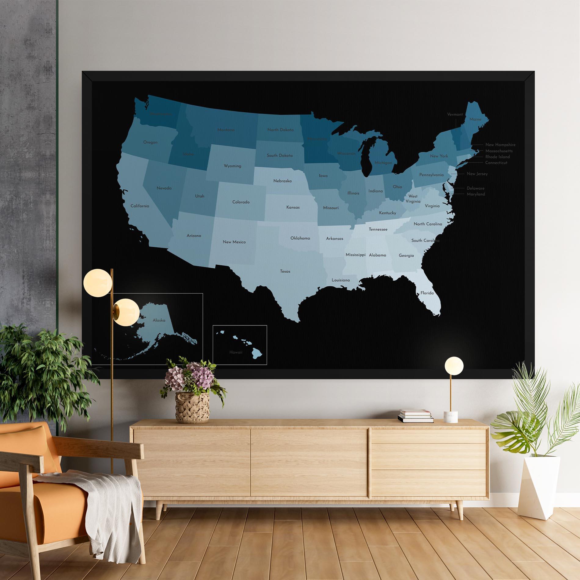 Tablou Canvas Sua Blue Map mockup 9