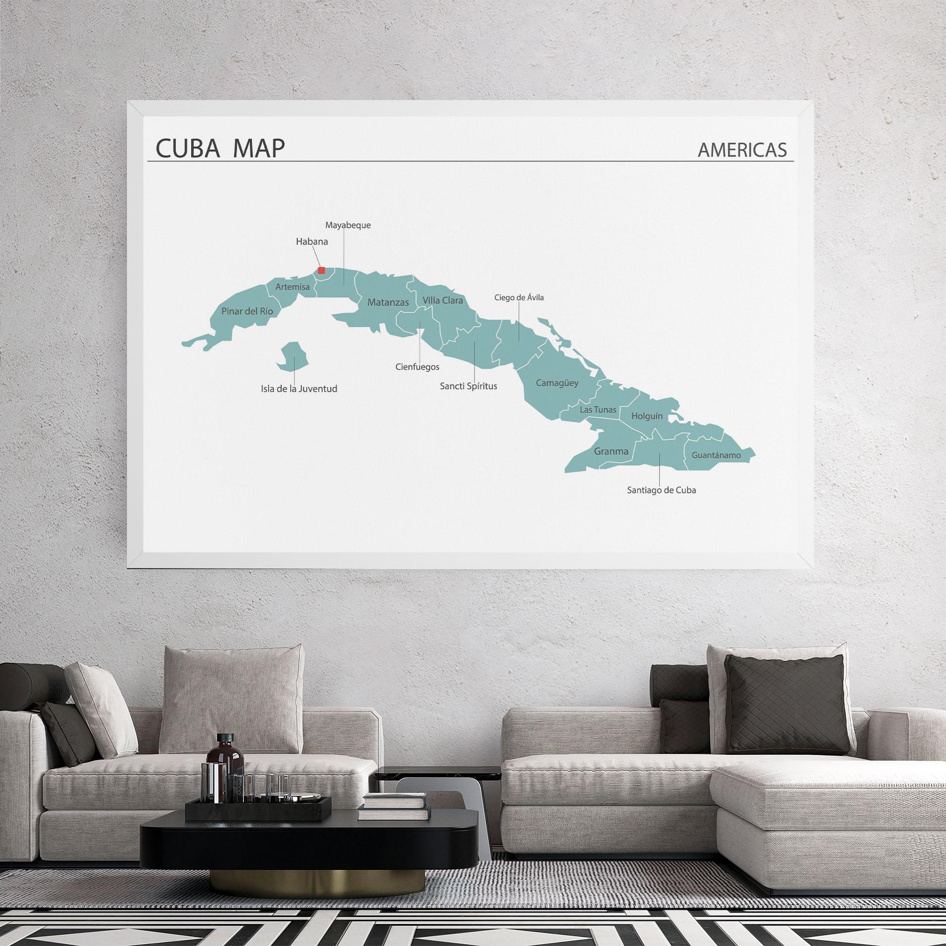 Tablou Canvas Cuba Map mockup 2
