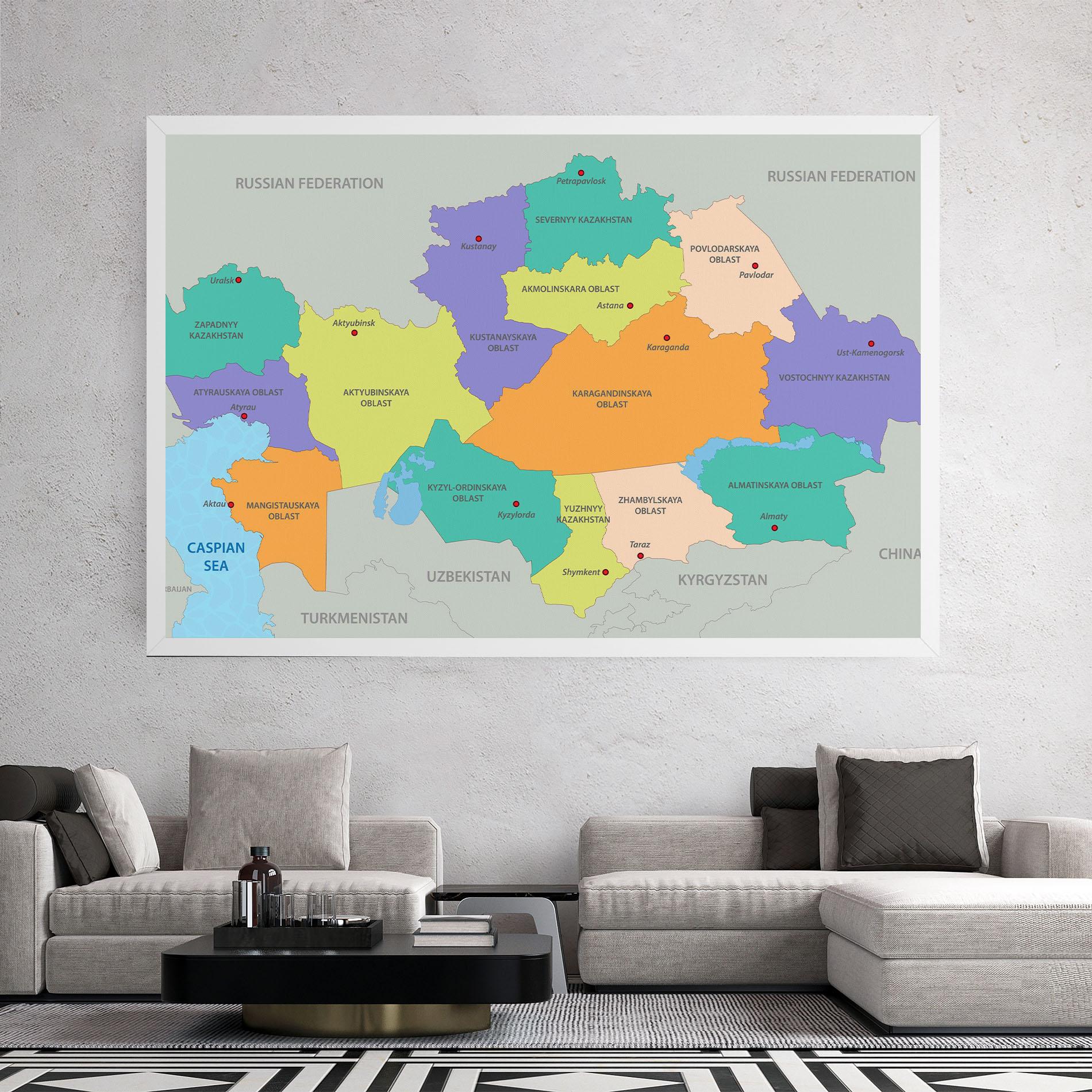 Tablou Canvas Kazakhstan Color Map mockup 2