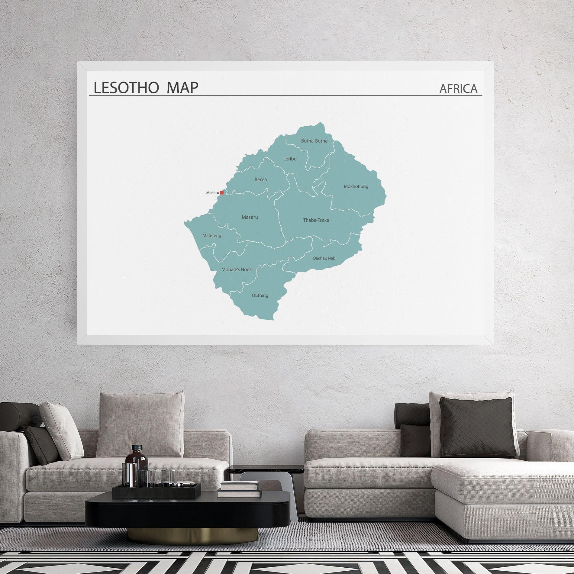 Tablou Canvas Lesotho Map mockup 2