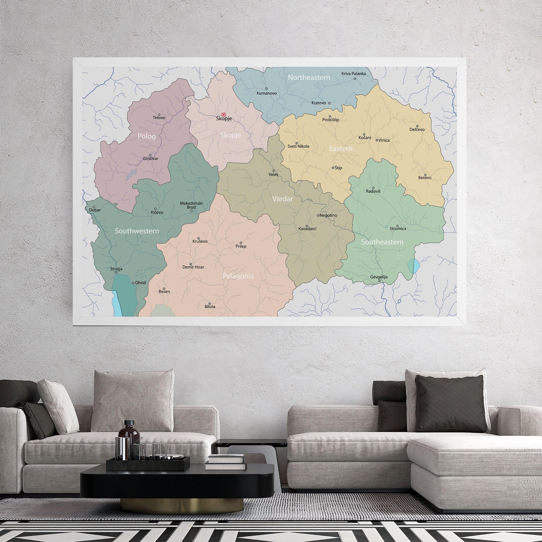 Tablou Canvas North Macedonia Map mockup 2