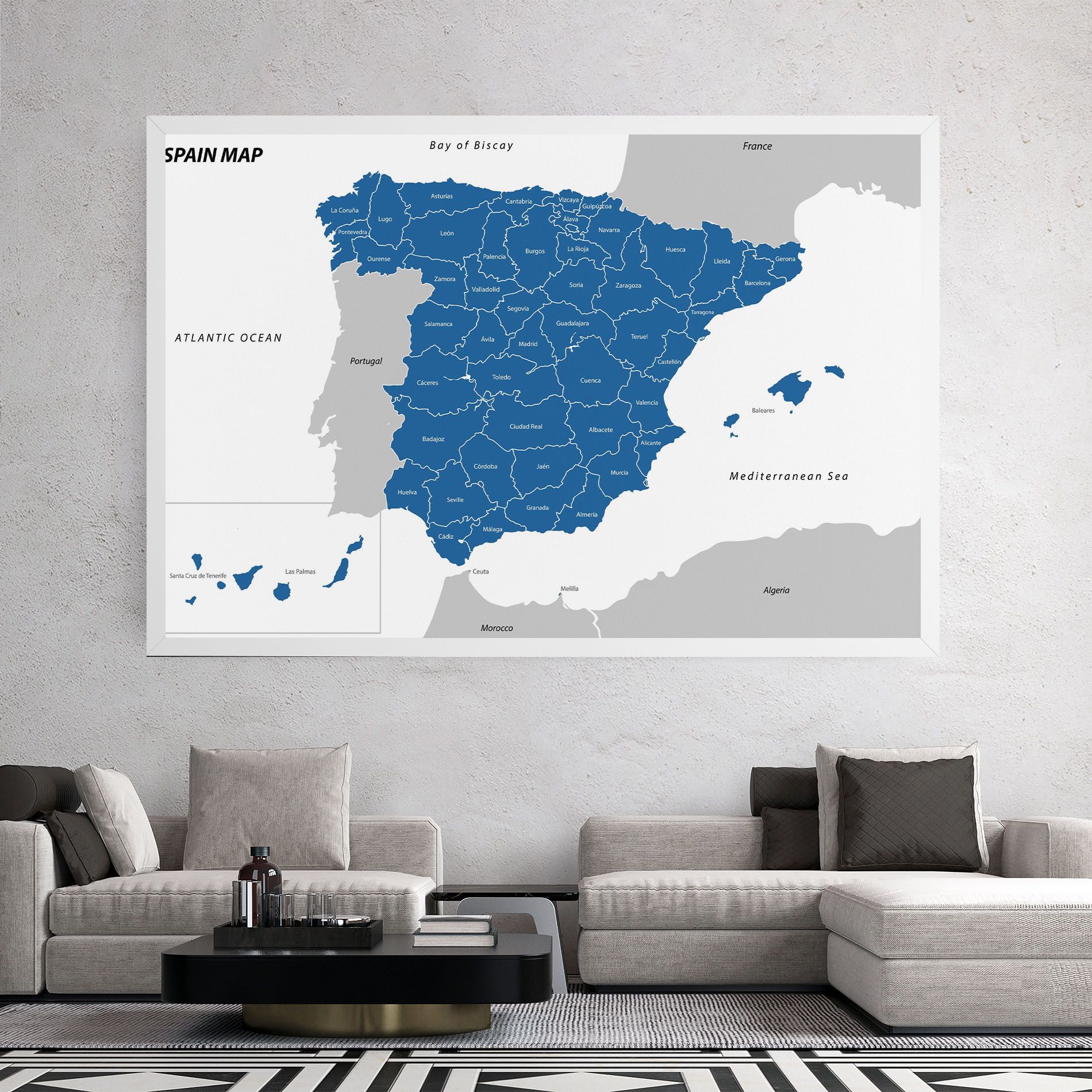 Spain Blue Map mockup 2