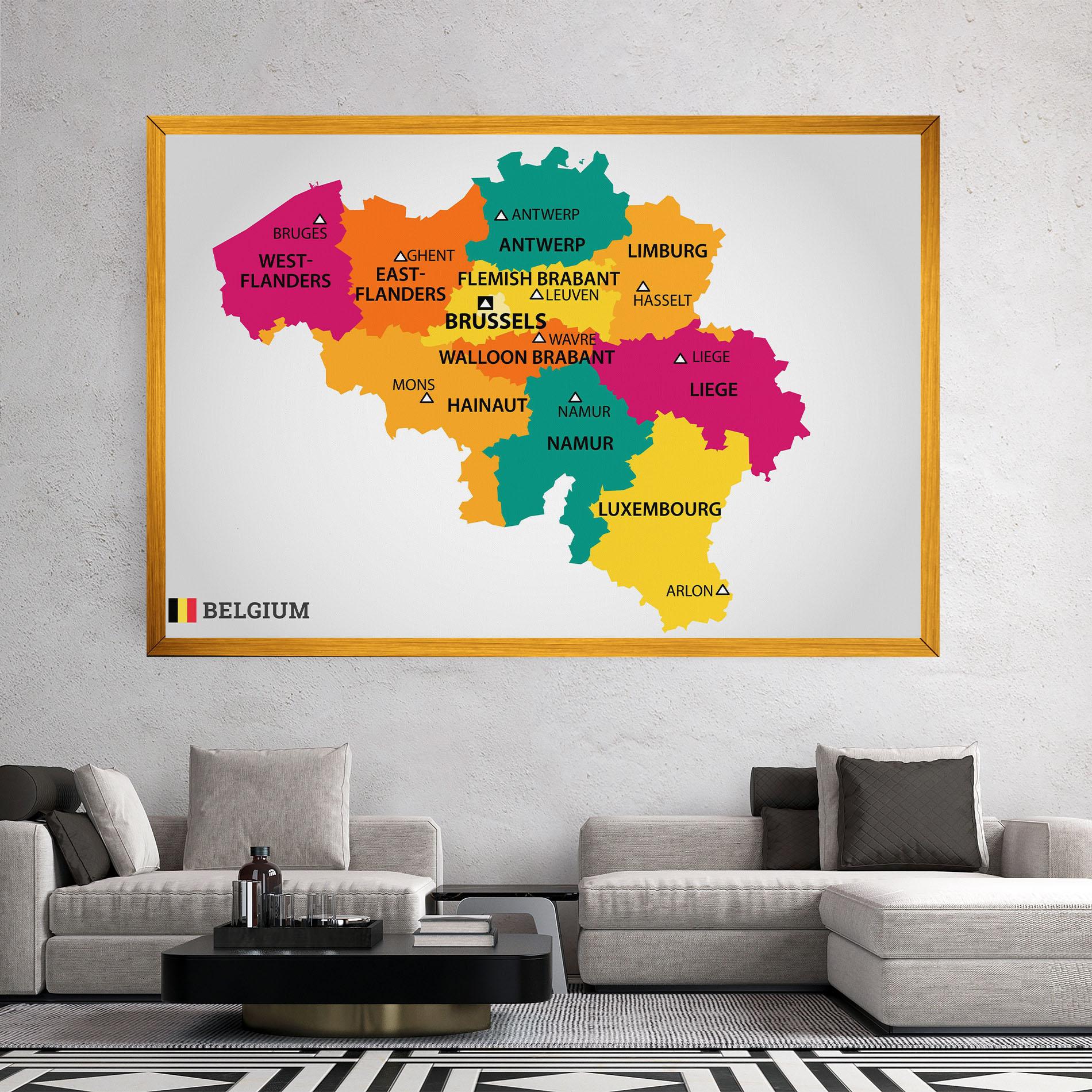 Tablou Canvas Belgium Color Map mockup 2