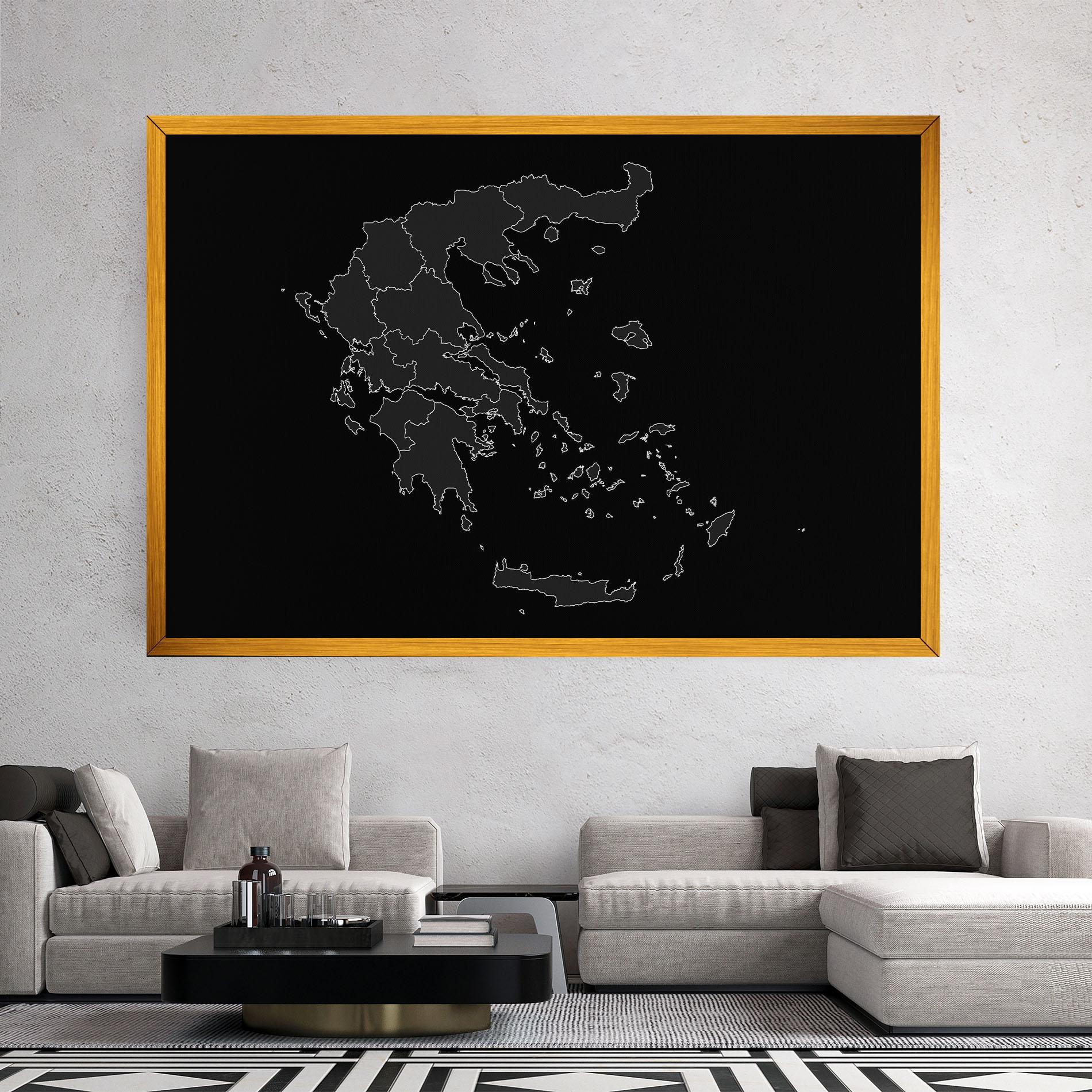Tablou Canvas Greece Grey Map mockup 2