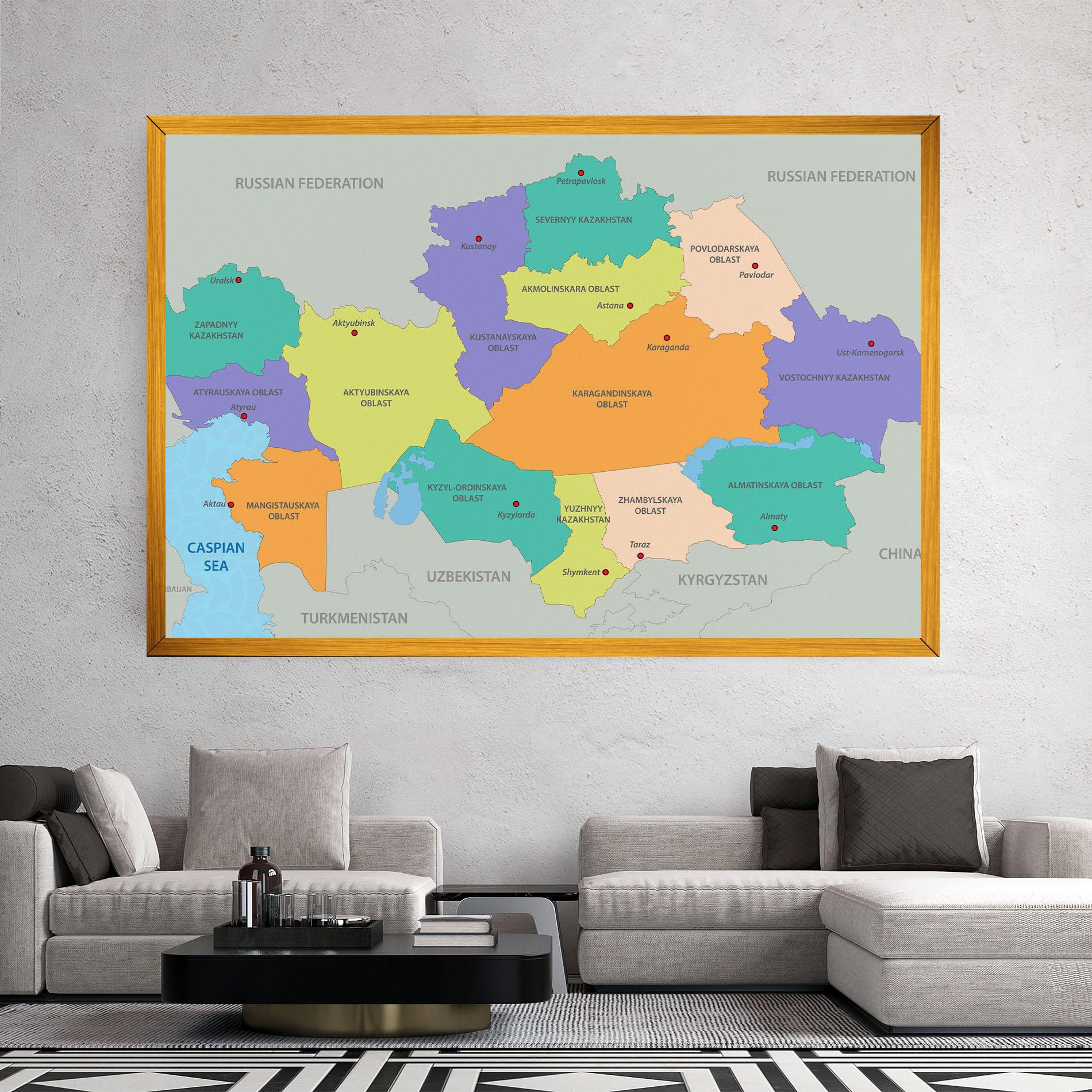 Tablou Canvas Kazakhstan Color Map mockup 2