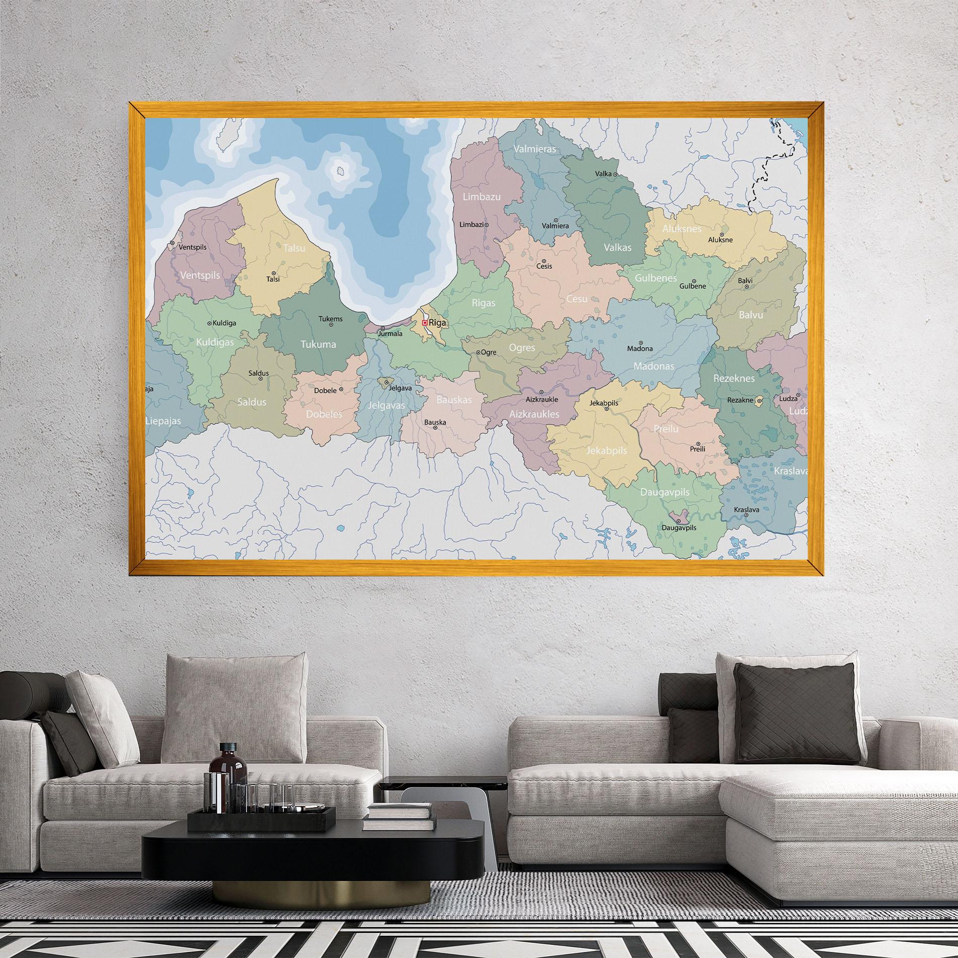 Tablou Canvas Latvia Color Map mockup 2