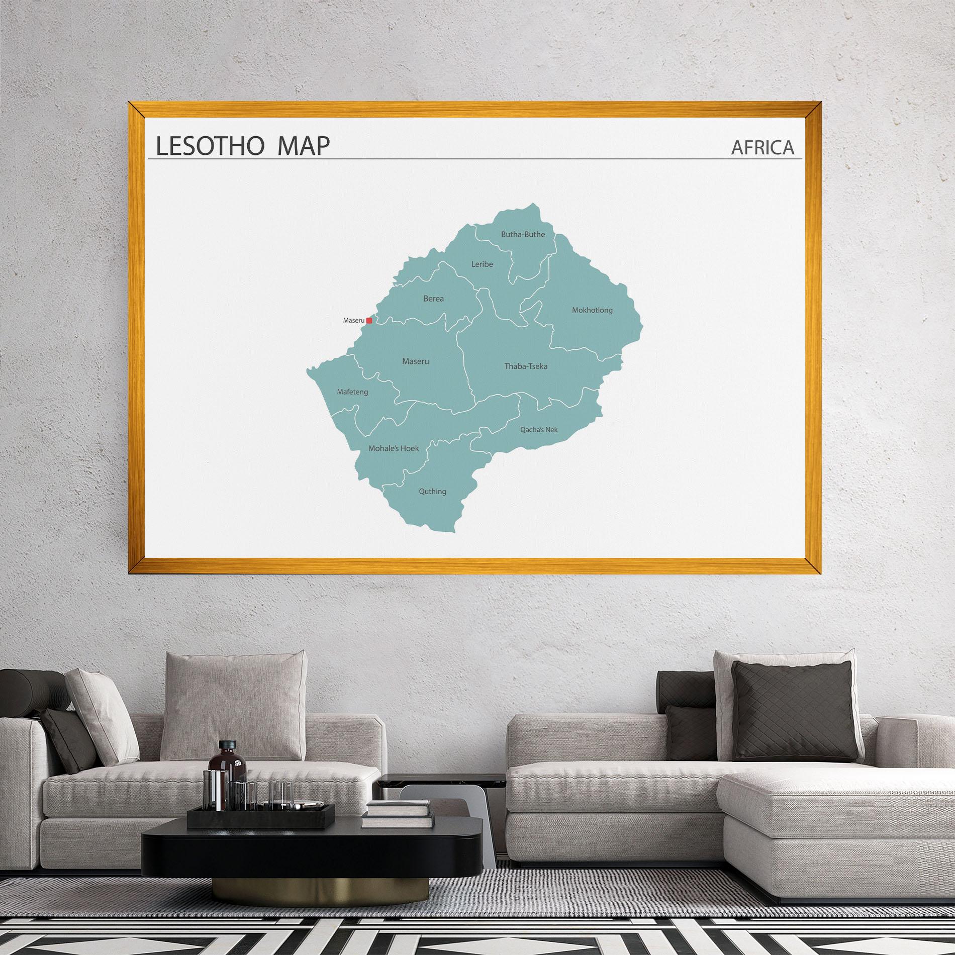 Tablou Canvas Lesotho Map mockup 2