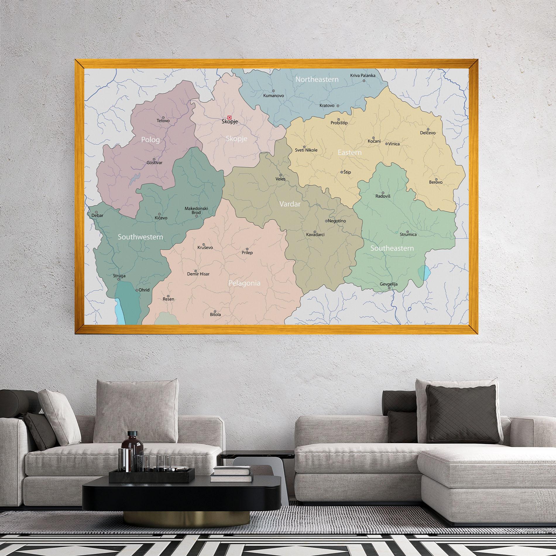 Tablou Canvas North Macedonia Map mockup 2