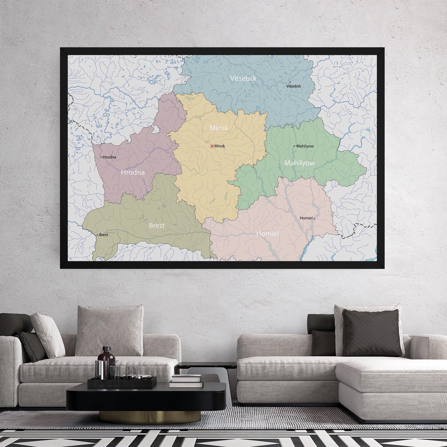 Tablou Canvas Belarus Map mockup 2