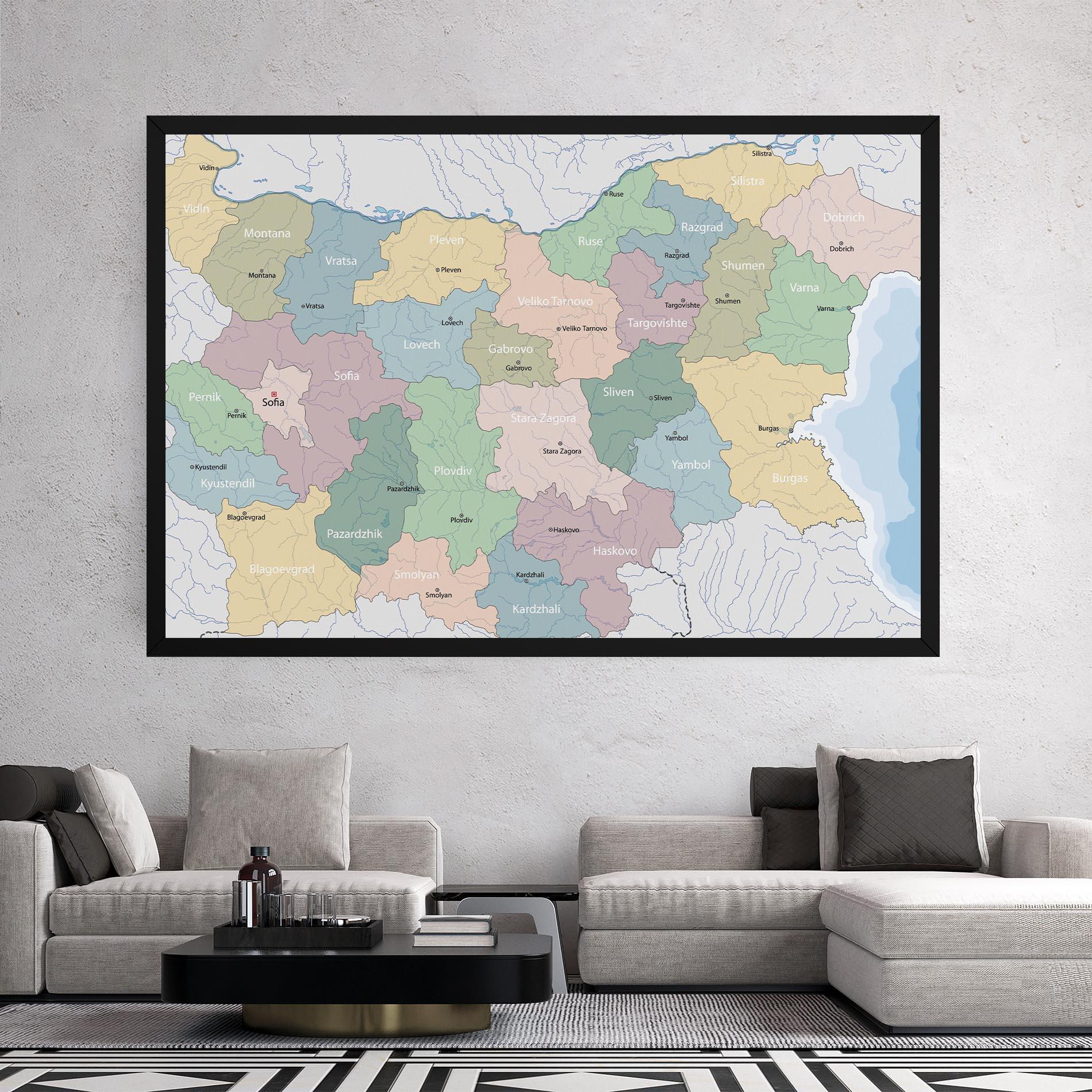 Tablou Canvas Bulgaria Map mockup 2