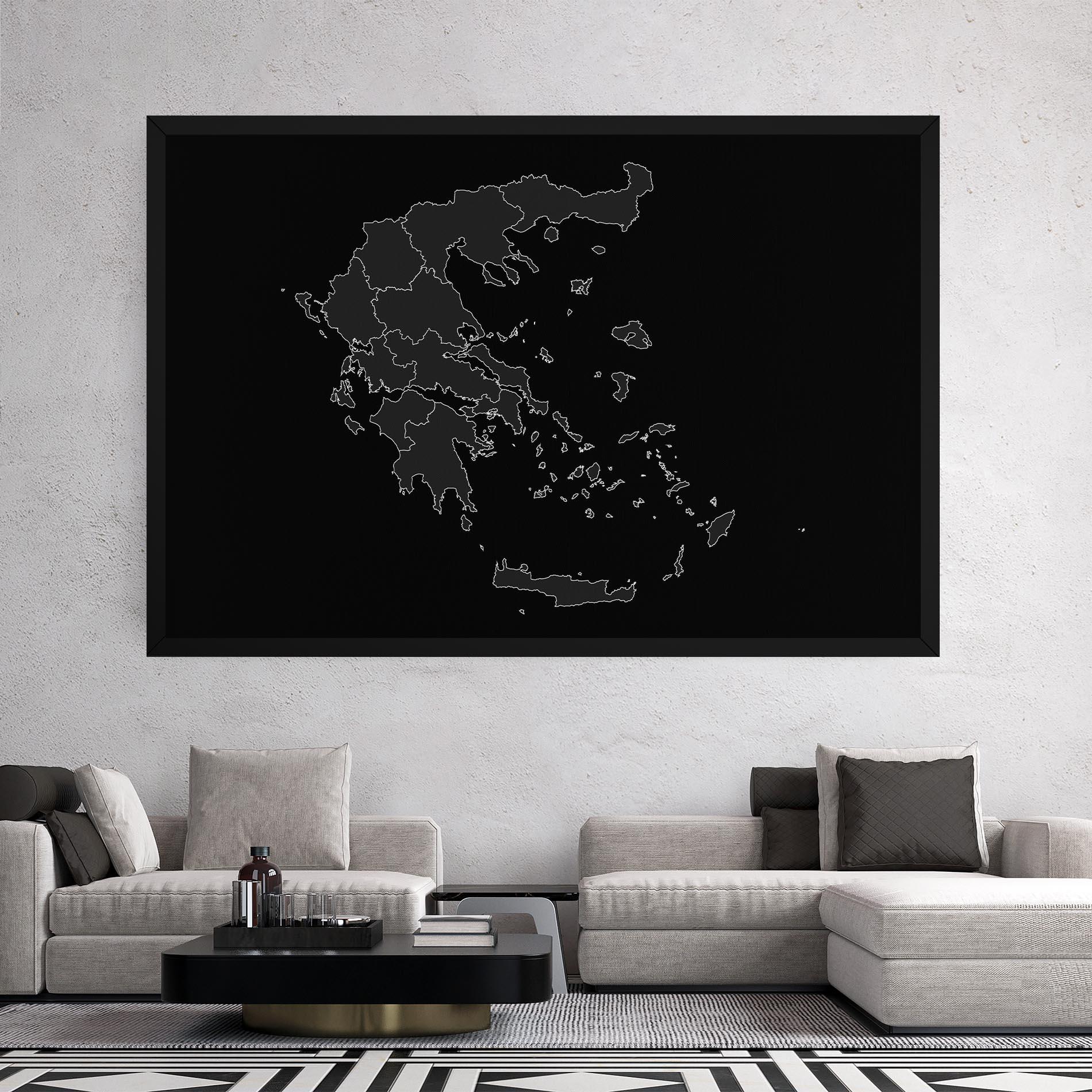 Tablou Canvas Greece Grey Map mockup 2