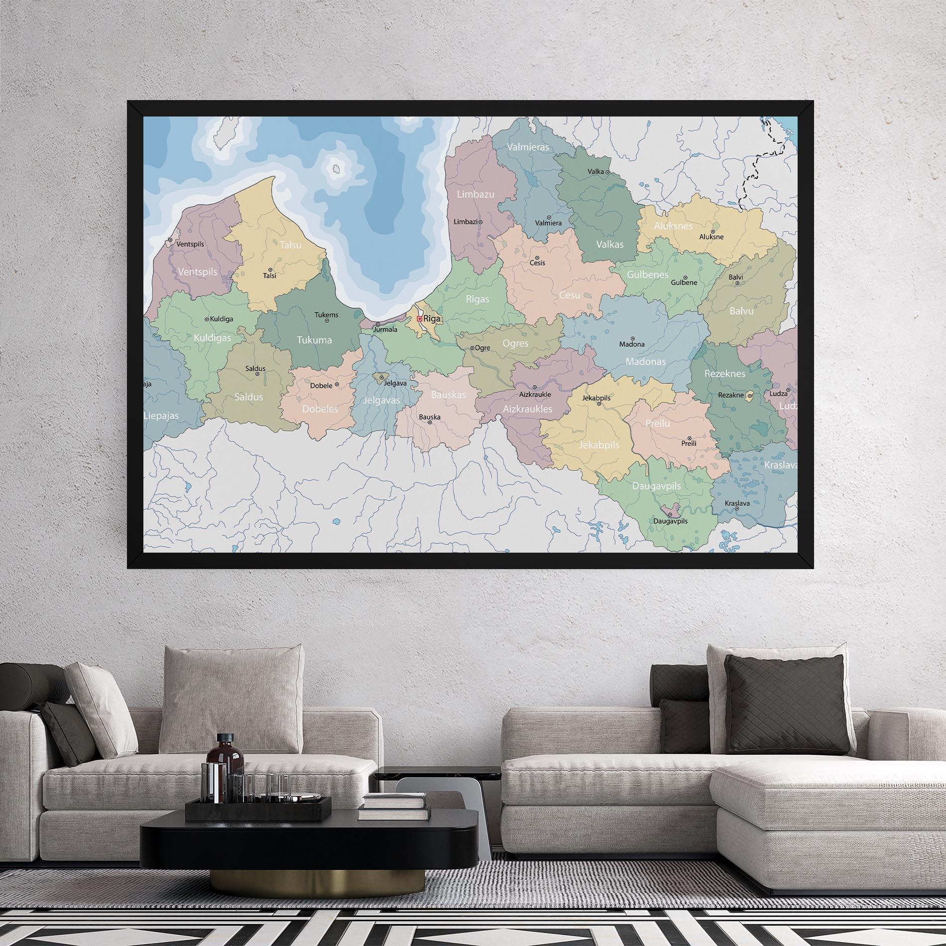 Tablou Canvas Latvia Color Map mockup 2