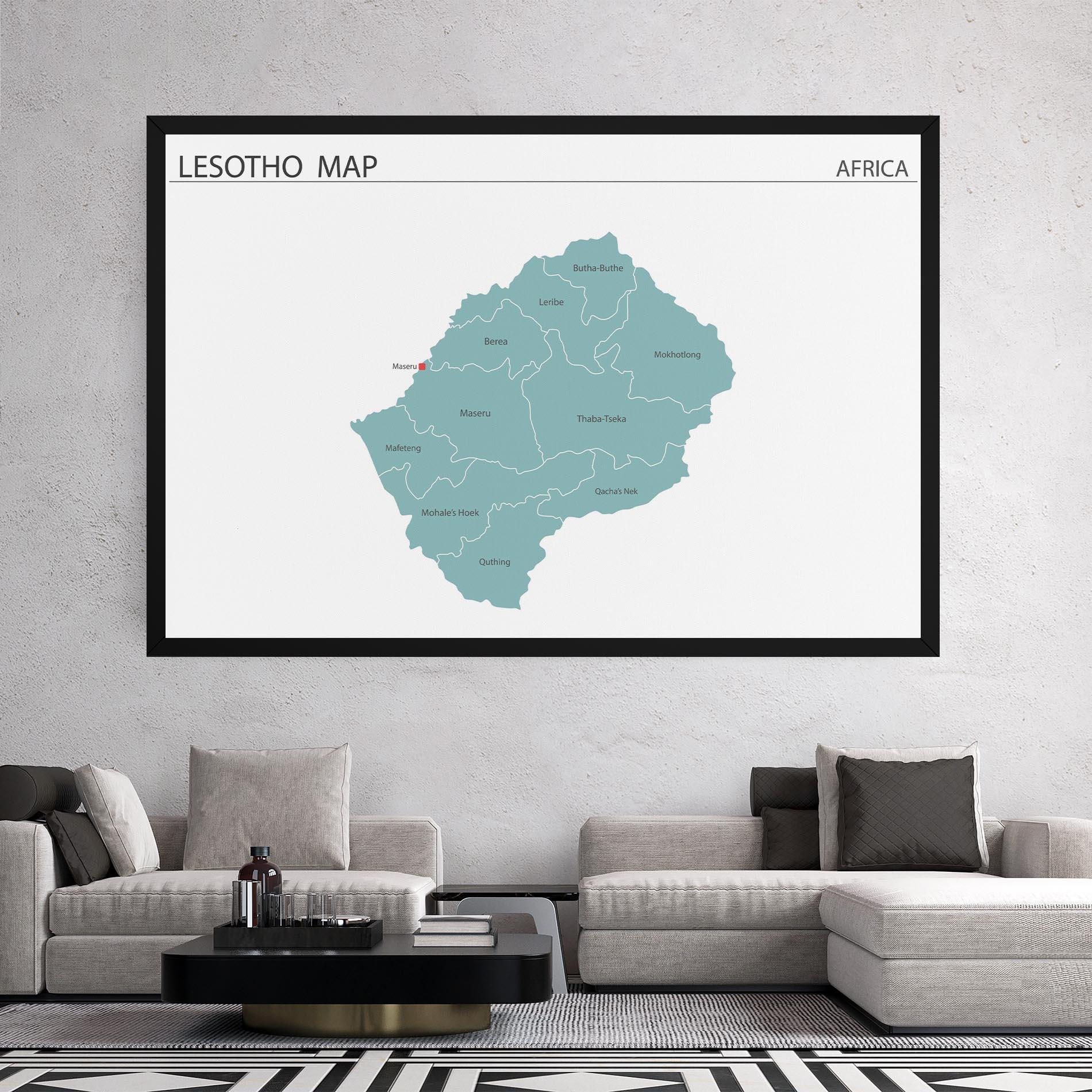 Tablou Canvas Lesotho Map mockup 2