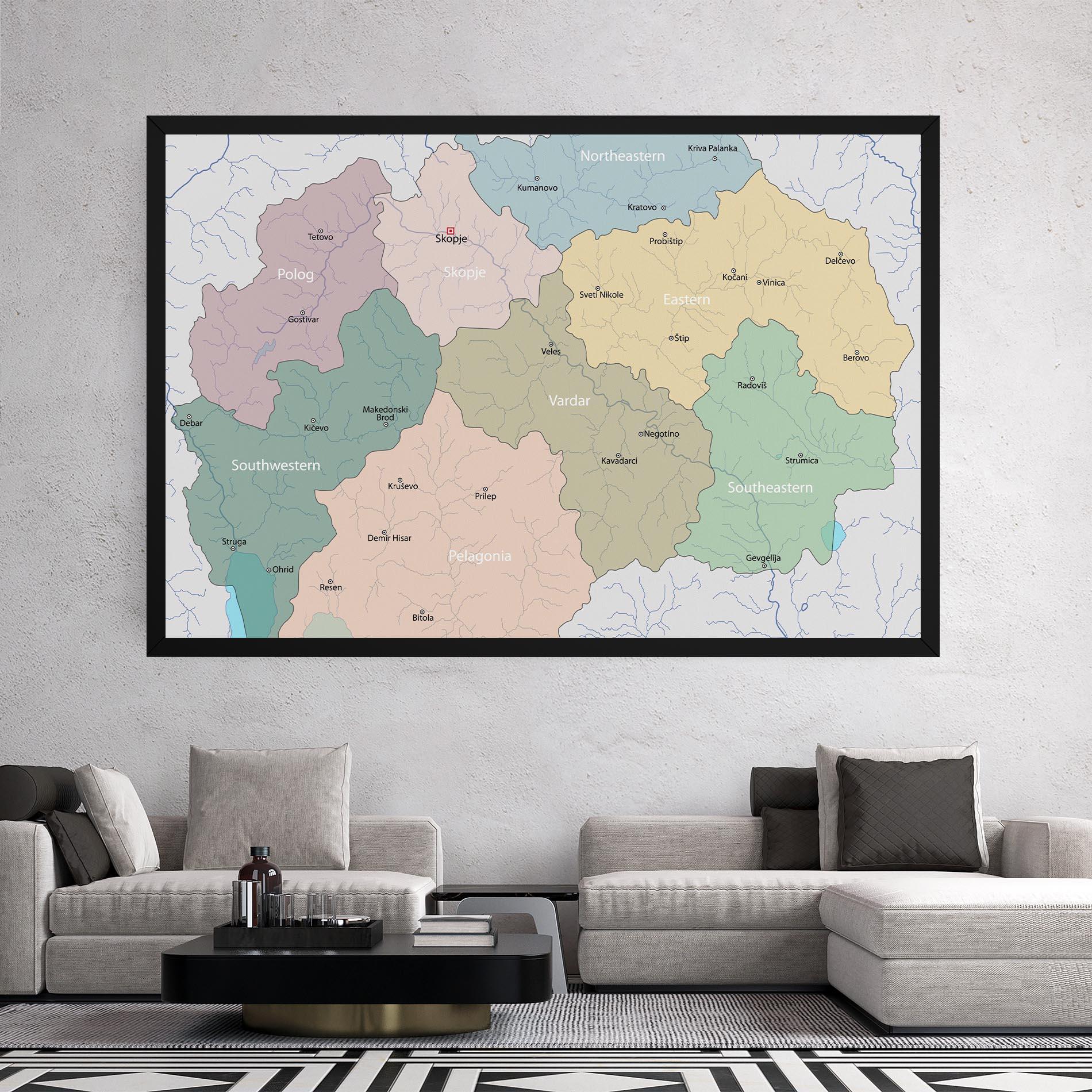 Tablou Canvas North Macedonia Map mockup 2