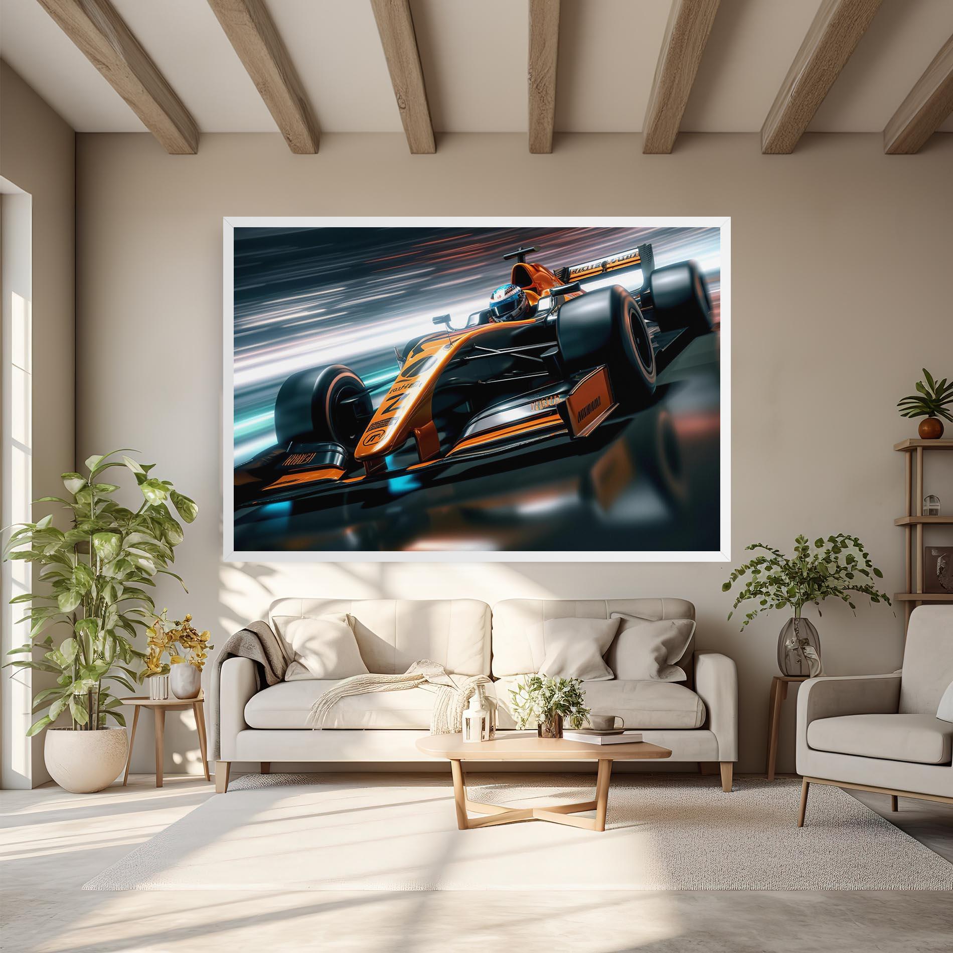 Tablou Canvas Orange F1 Car mockup 6