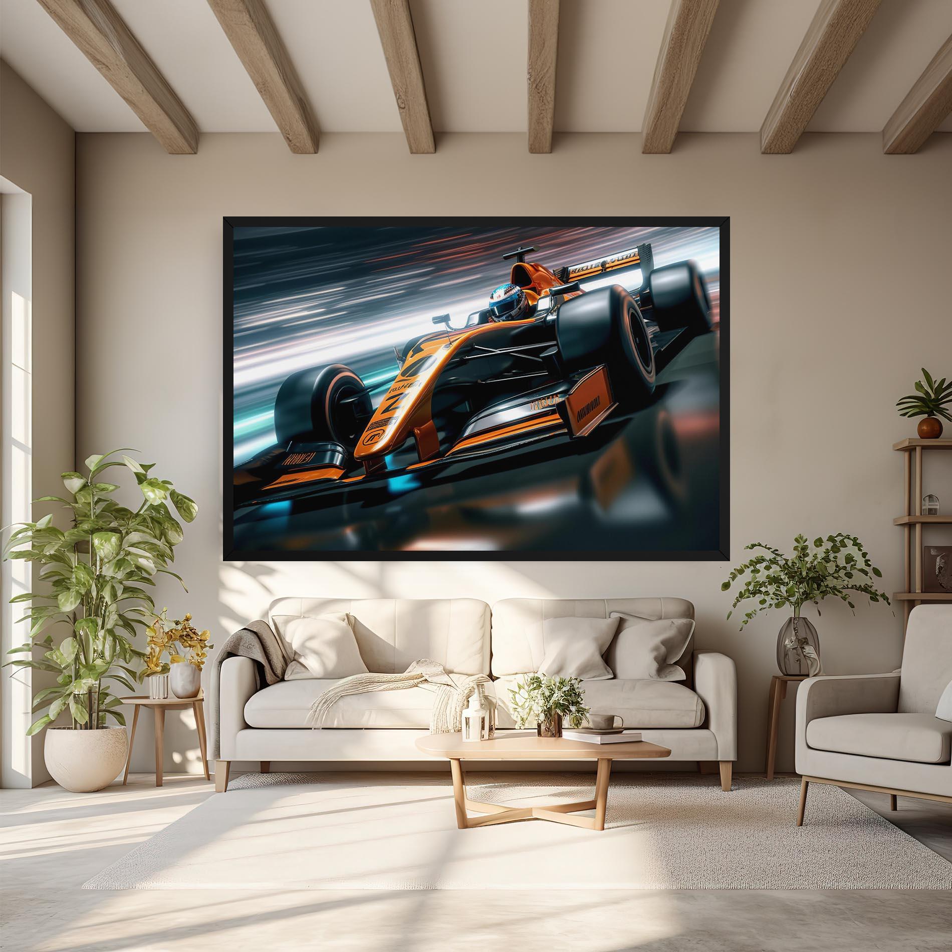 Tablou Canvas Orange F1 Car mockup 6