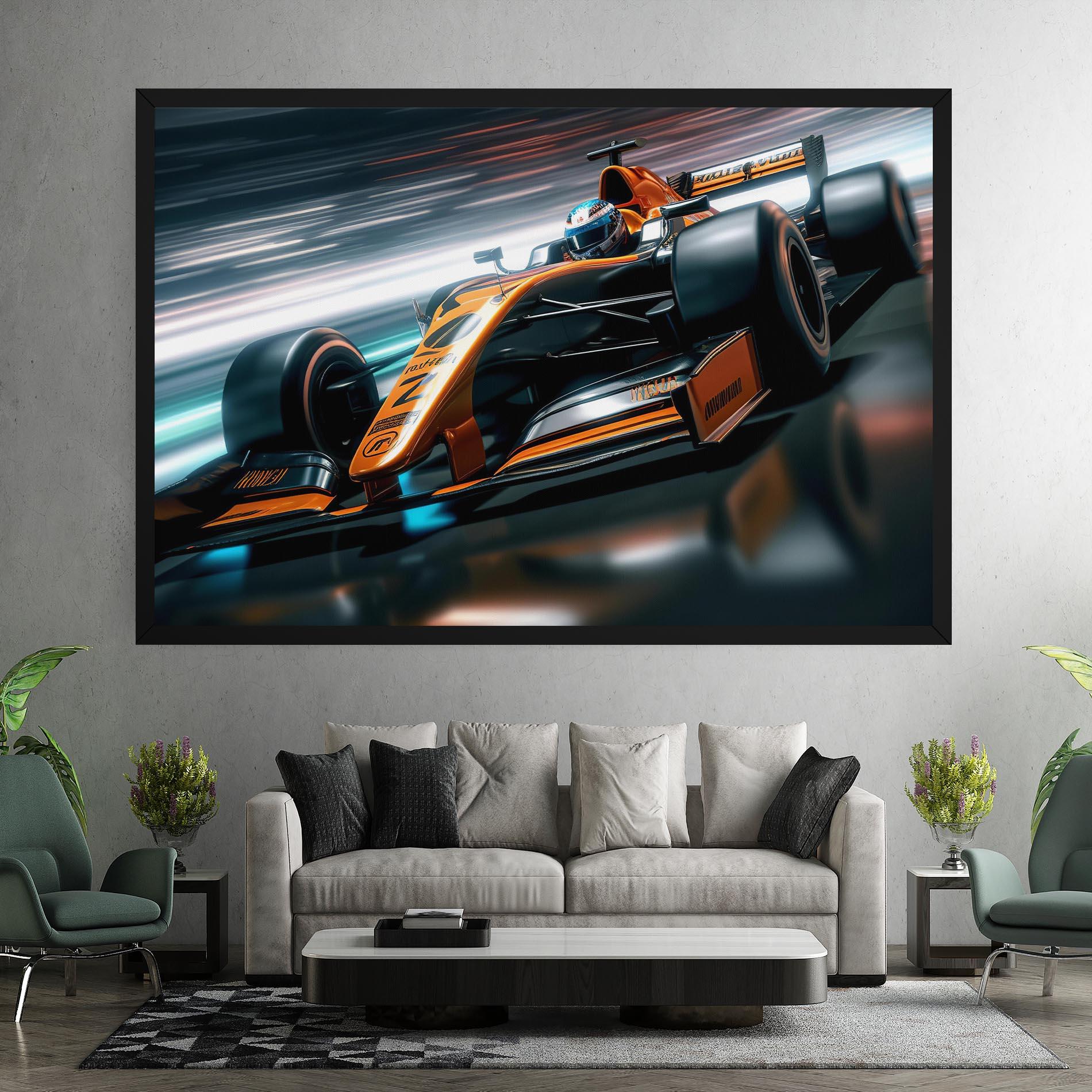 Tablou Canvas Orange F1 Car mockup 7