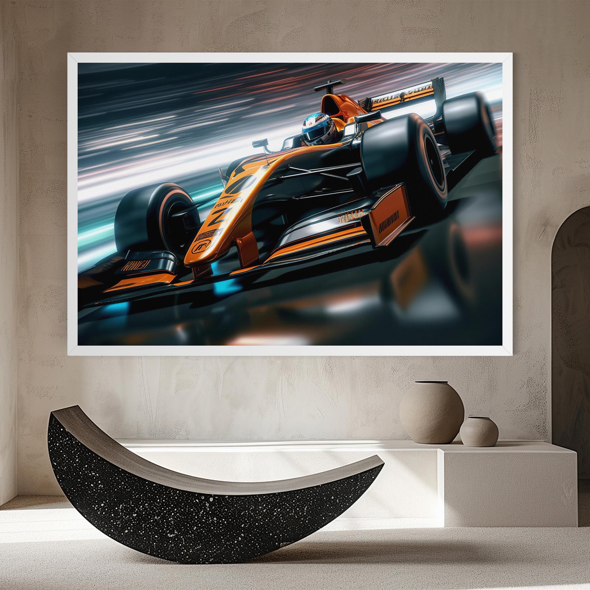 Tablou Canvas Orange F1 Car mockup 8