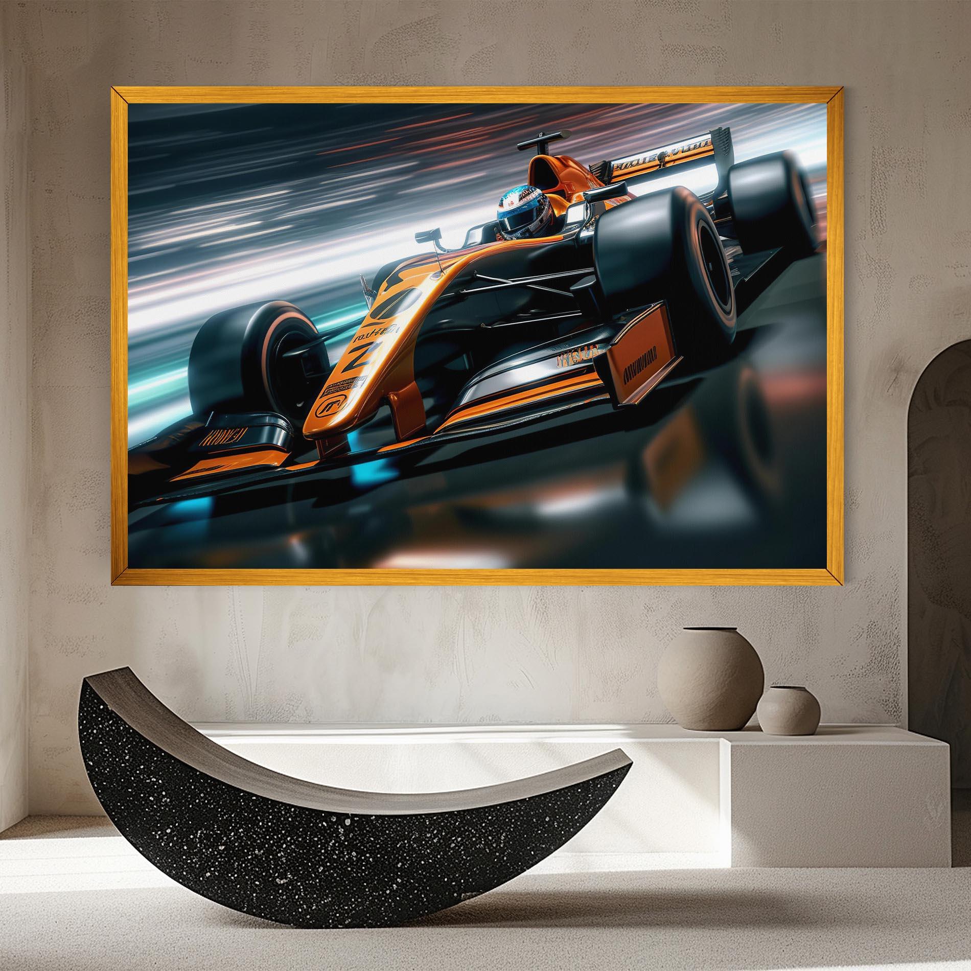 Tablou Canvas Orange F1 Car mockup 8