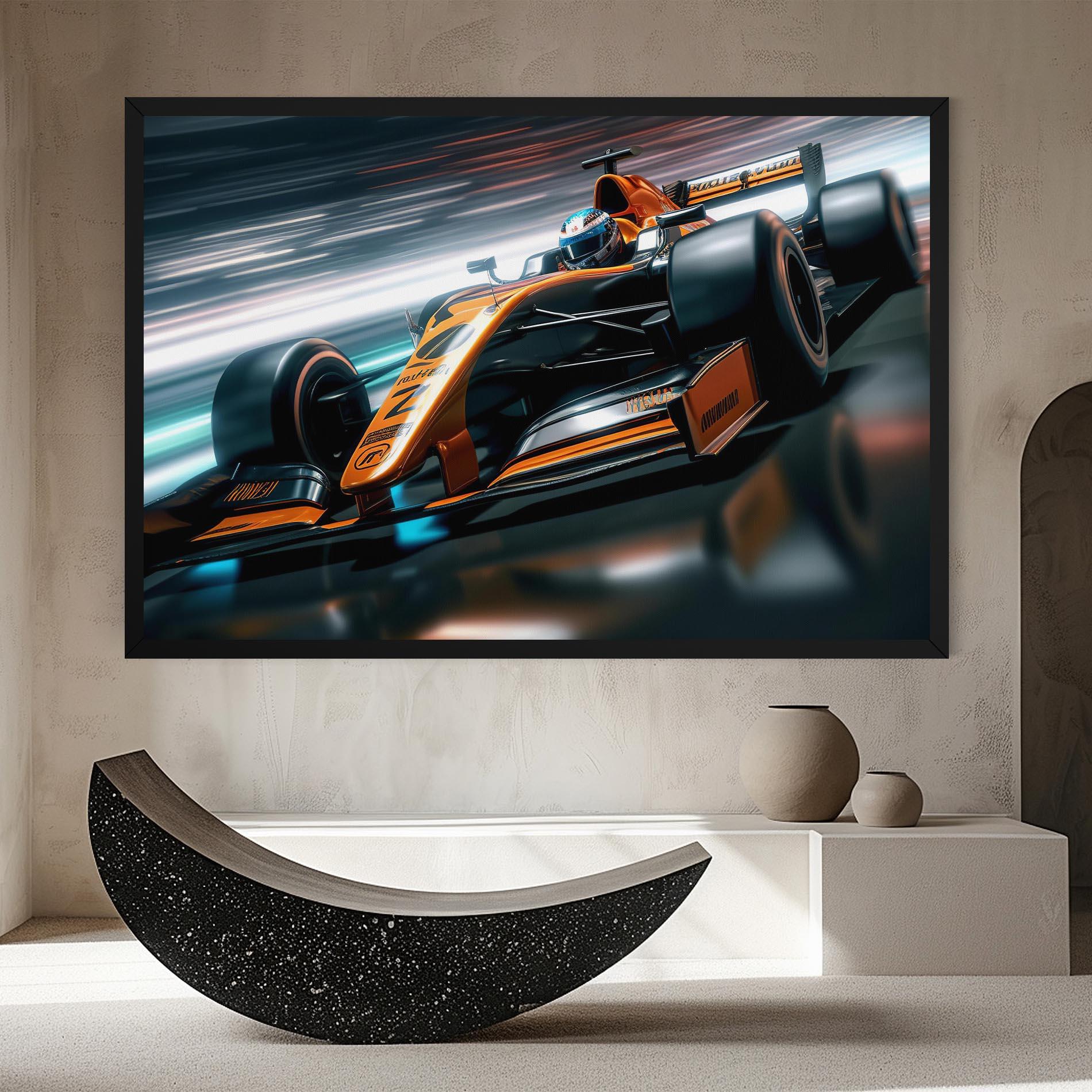 Tablou Canvas Orange F1 Car mockup 8