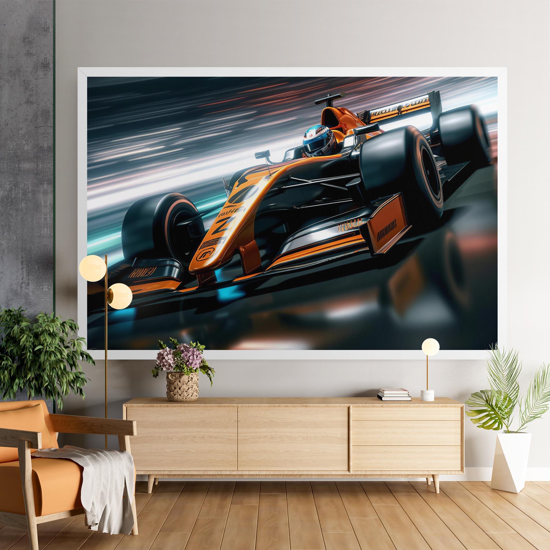 Tablou Canvas Orange F1 Car mockup 9