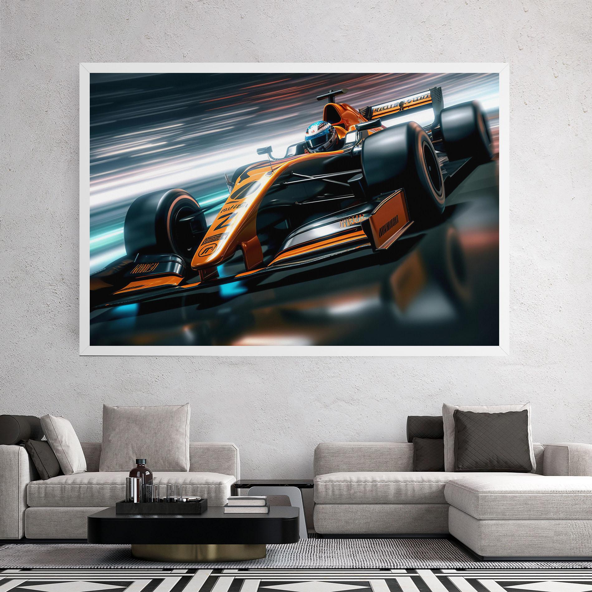Tablou Canvas Orange F1 Car mockup 2