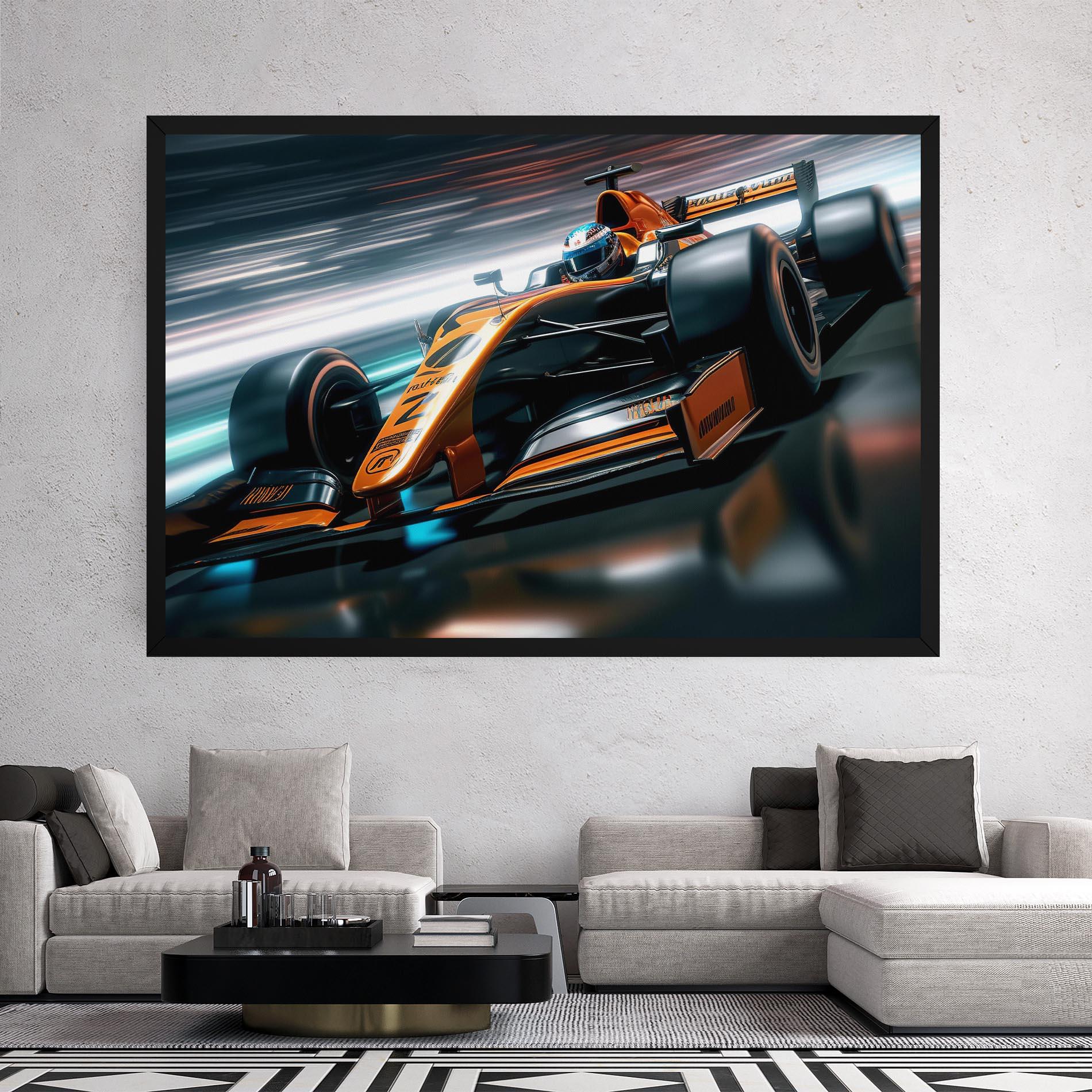 Tablou Canvas Orange F1 Car mockup 2