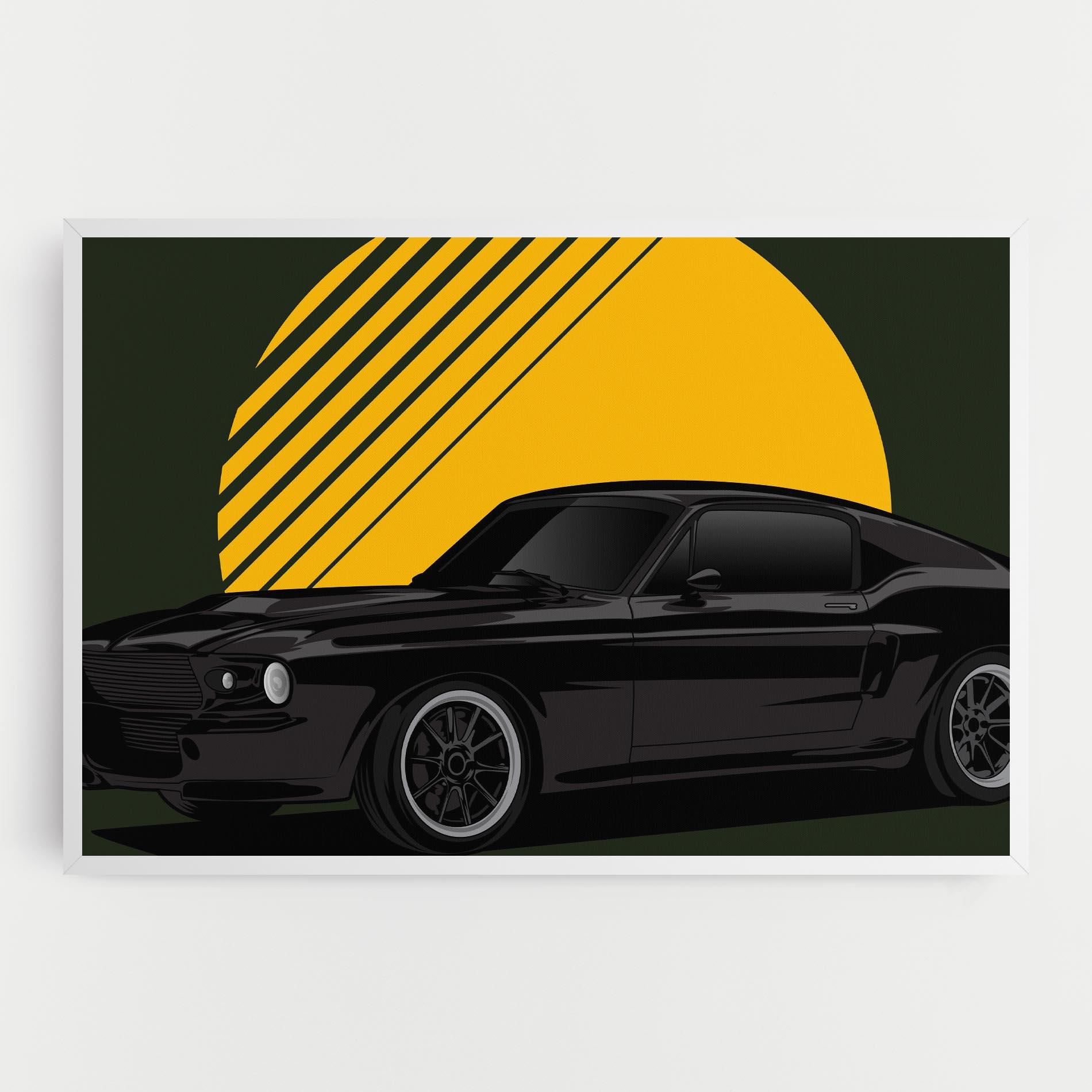 Tablou Canvas Black Car Sun mockup 0
