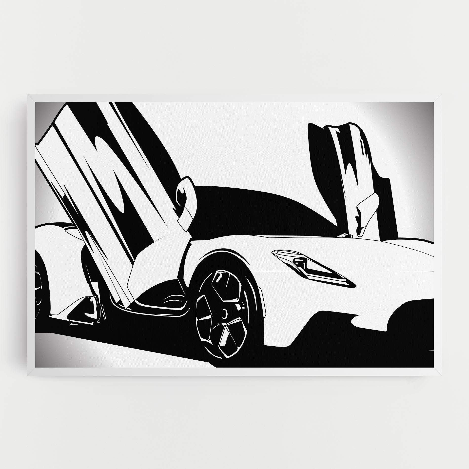 Tablou Canvas Black White Car mockup 0