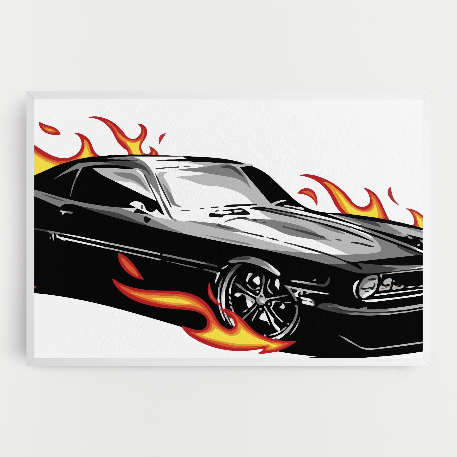 Tablou Canvas Fire Black Car mockup 0