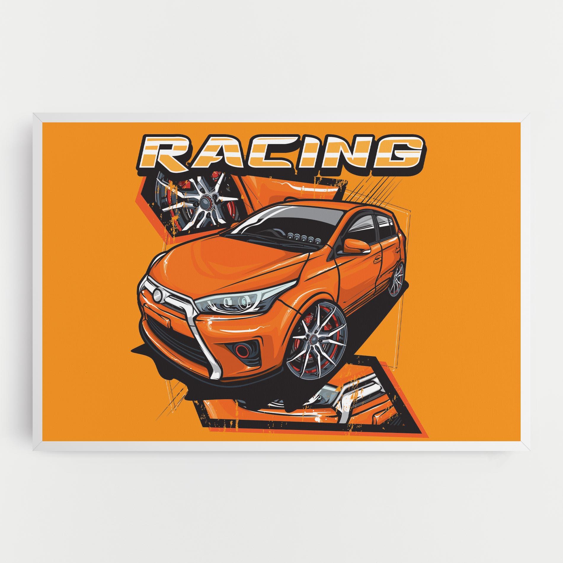 Tablou Canvas Racing Orange Car mockup 0